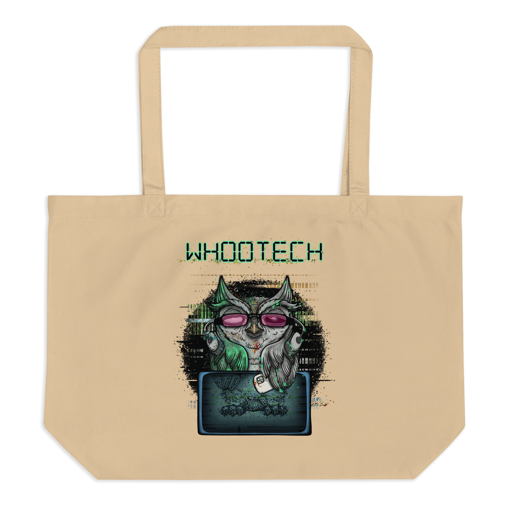 Cool Cartoon Owl And Technology tote bag natural