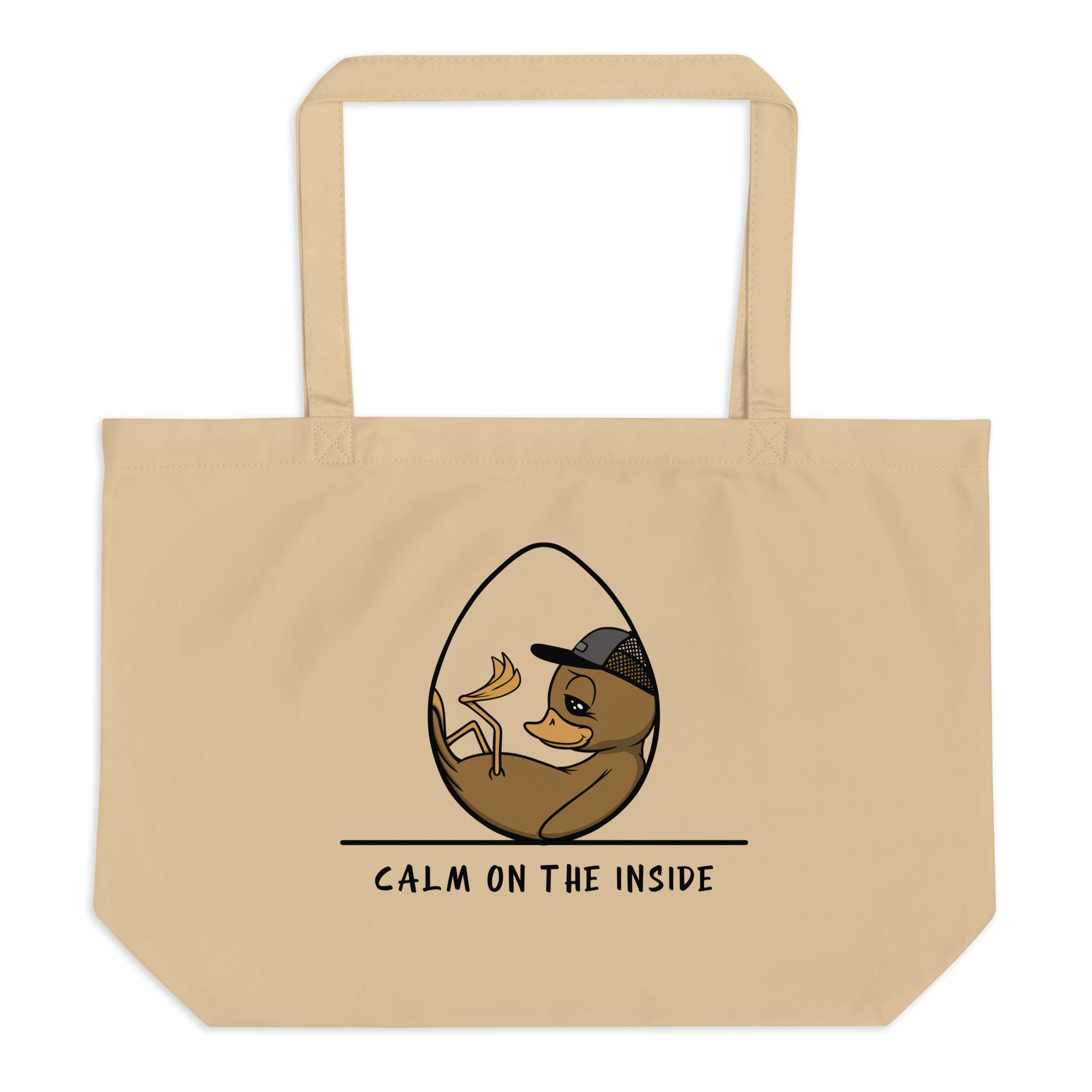 cute baby duckling drawing on natural tote bag