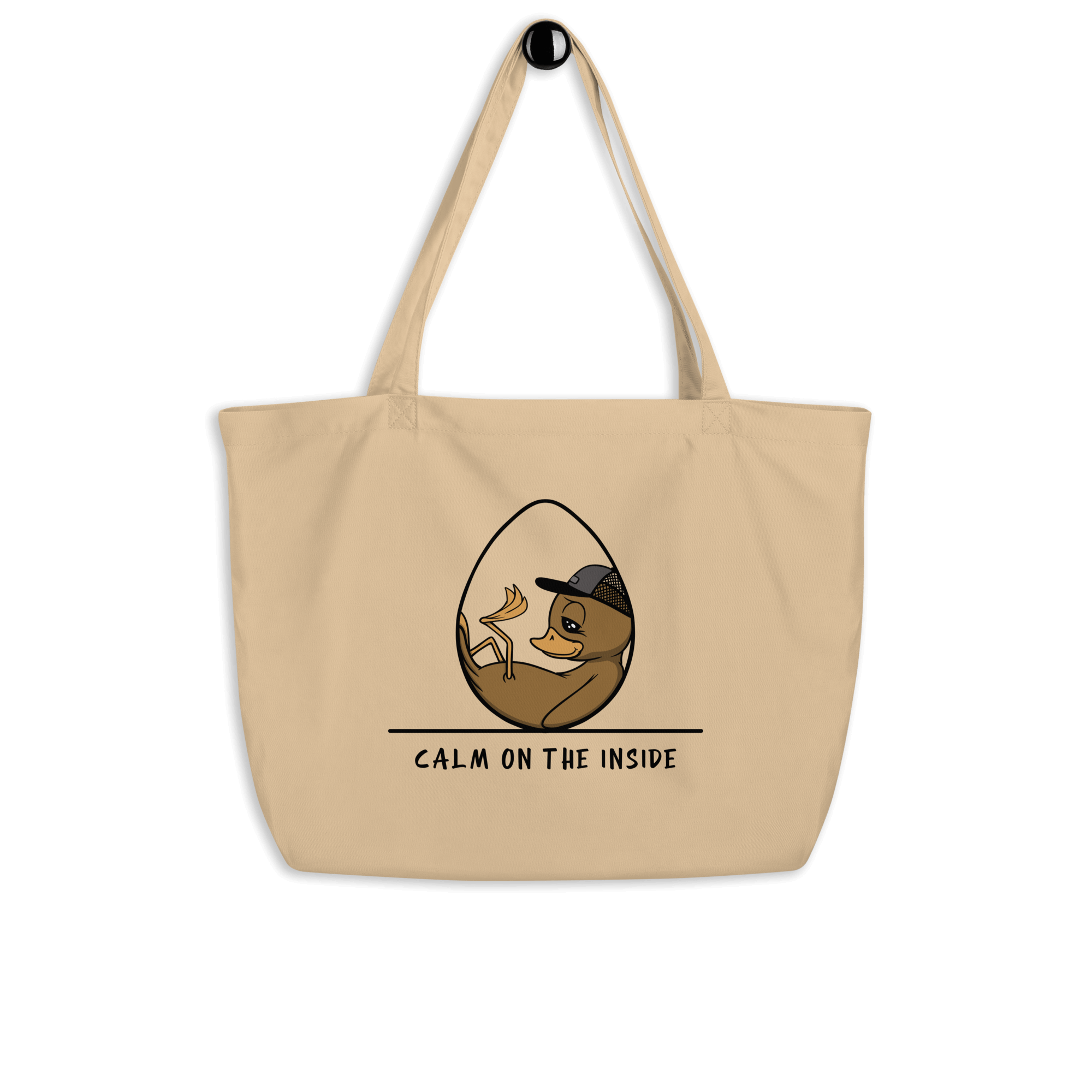 cool cartoon baby duck on natural tote bag