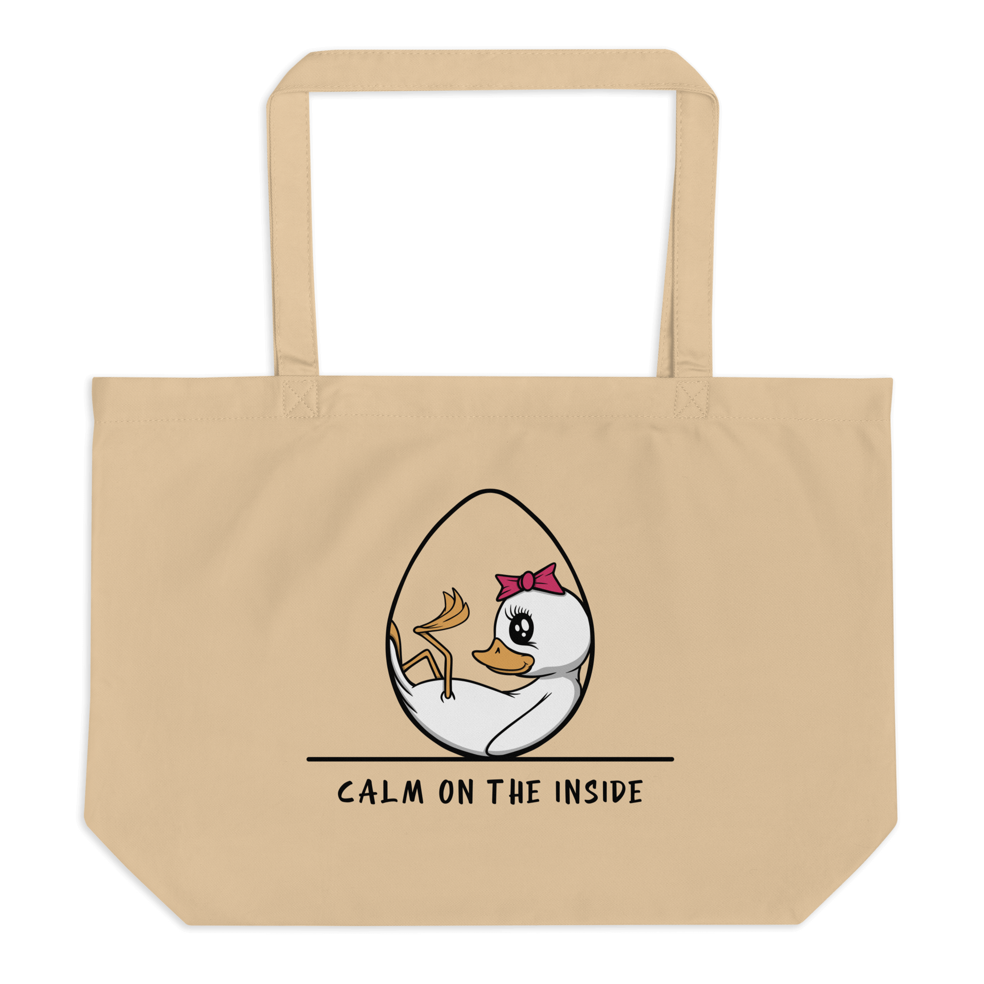 cute baby duckling drawing on natural tote bag