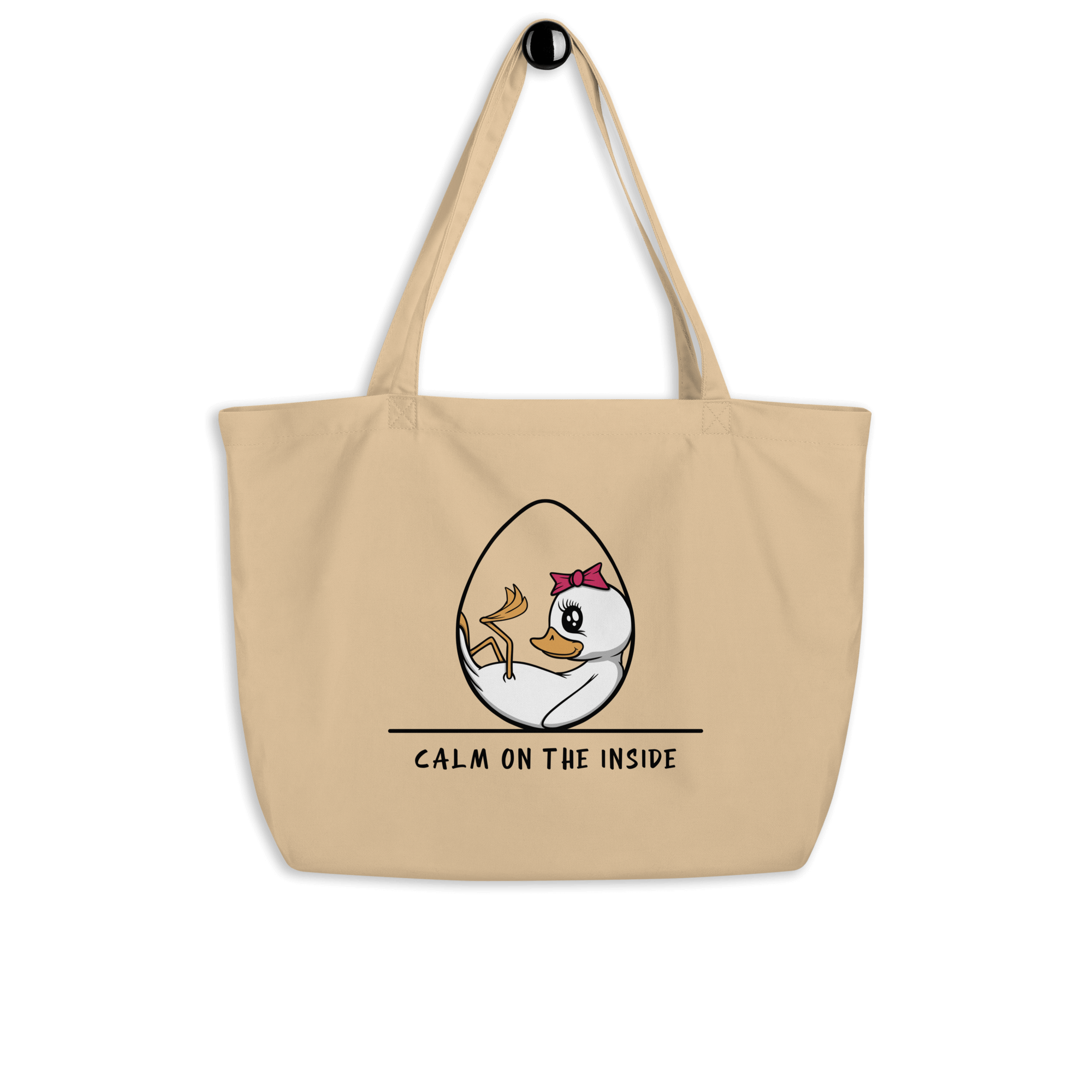 cool cartoon baby duck on natural tote bag