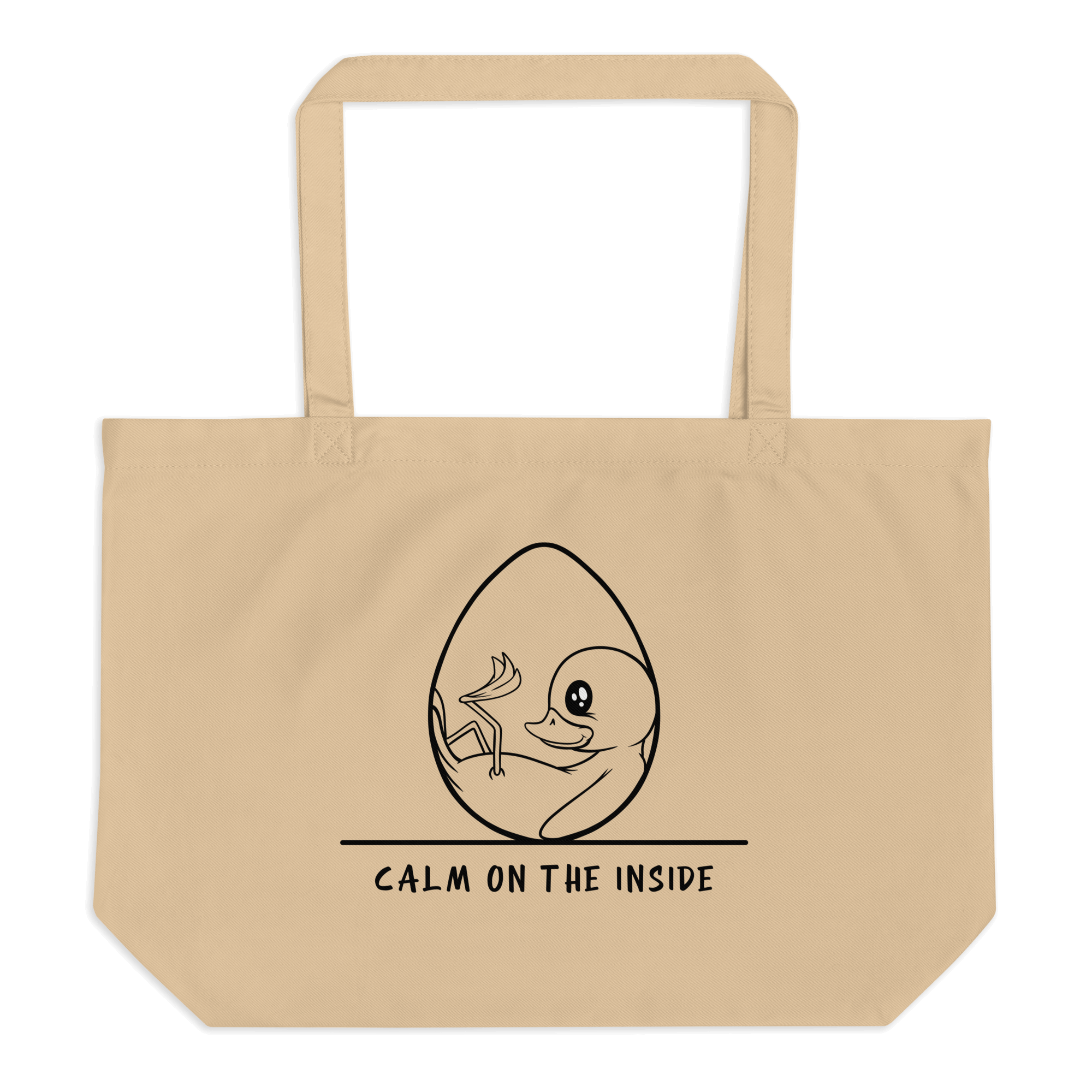 cute baby duckling drawing on natural tote bag