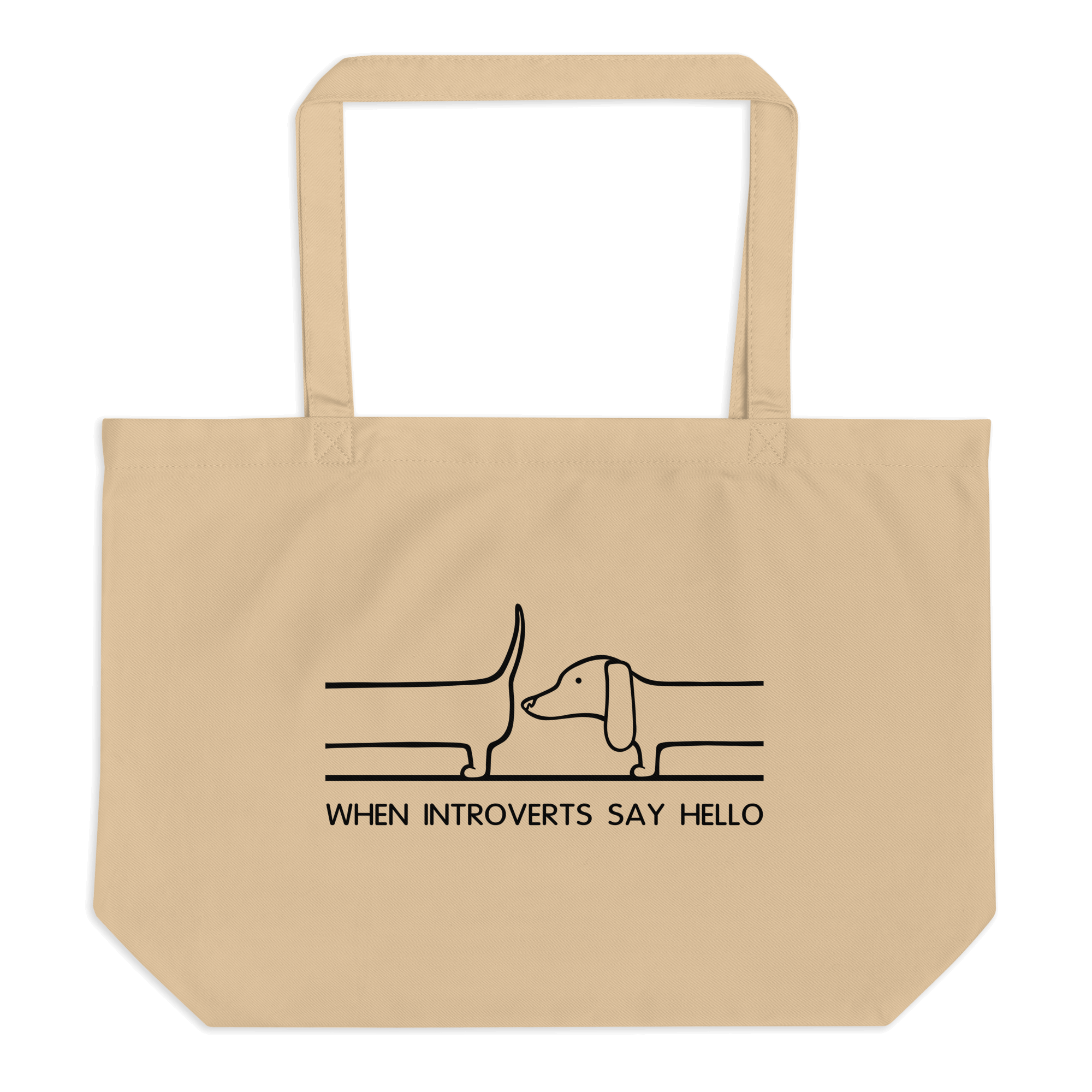 When Introverts Say Hello natural tote bag