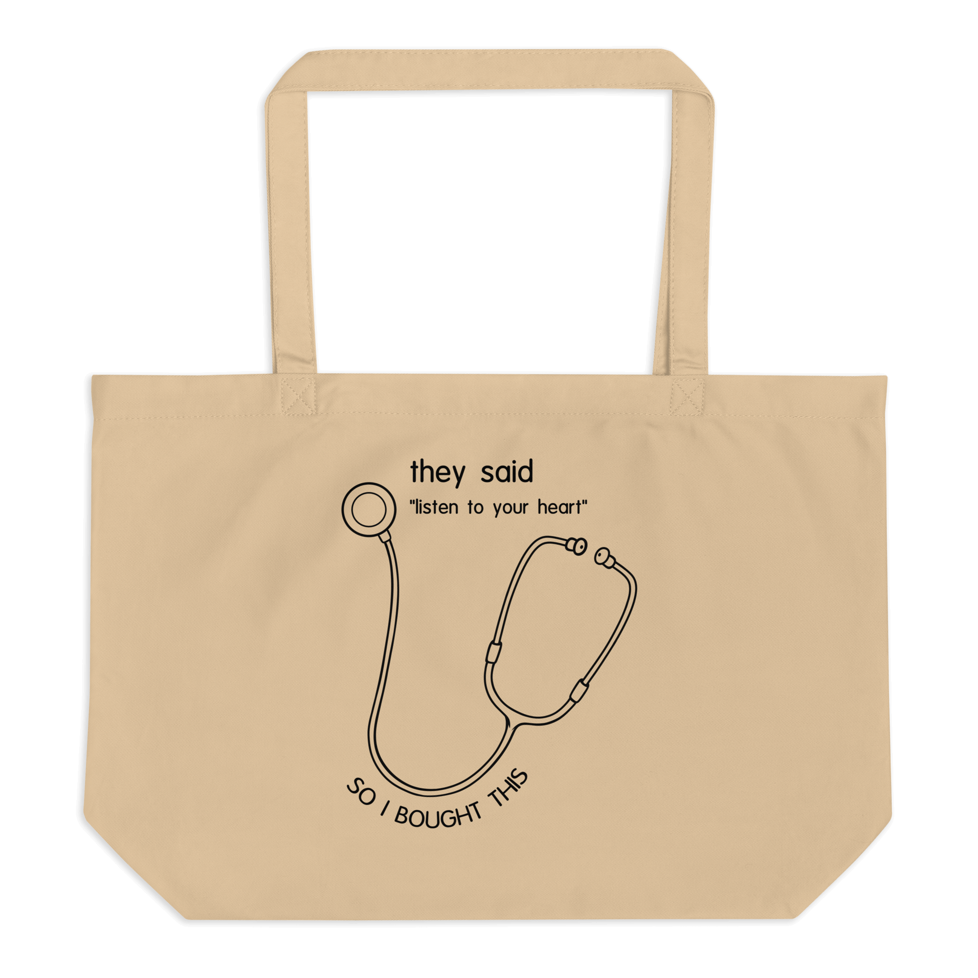 doctor Stethoscope drawing on tote bag natural