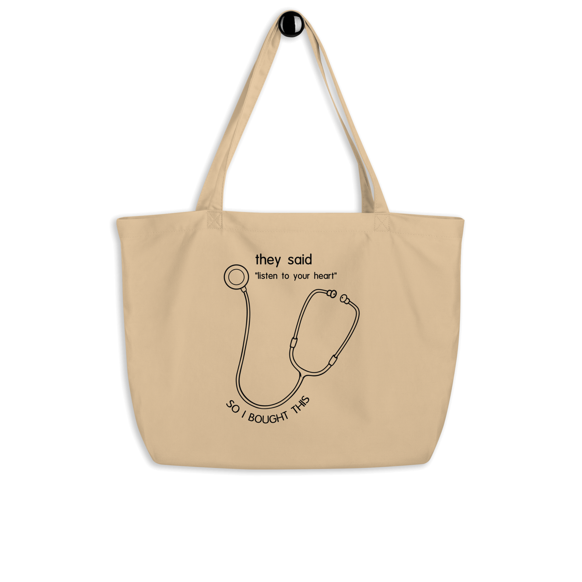 cartoon stethoscope humor tote bag natural