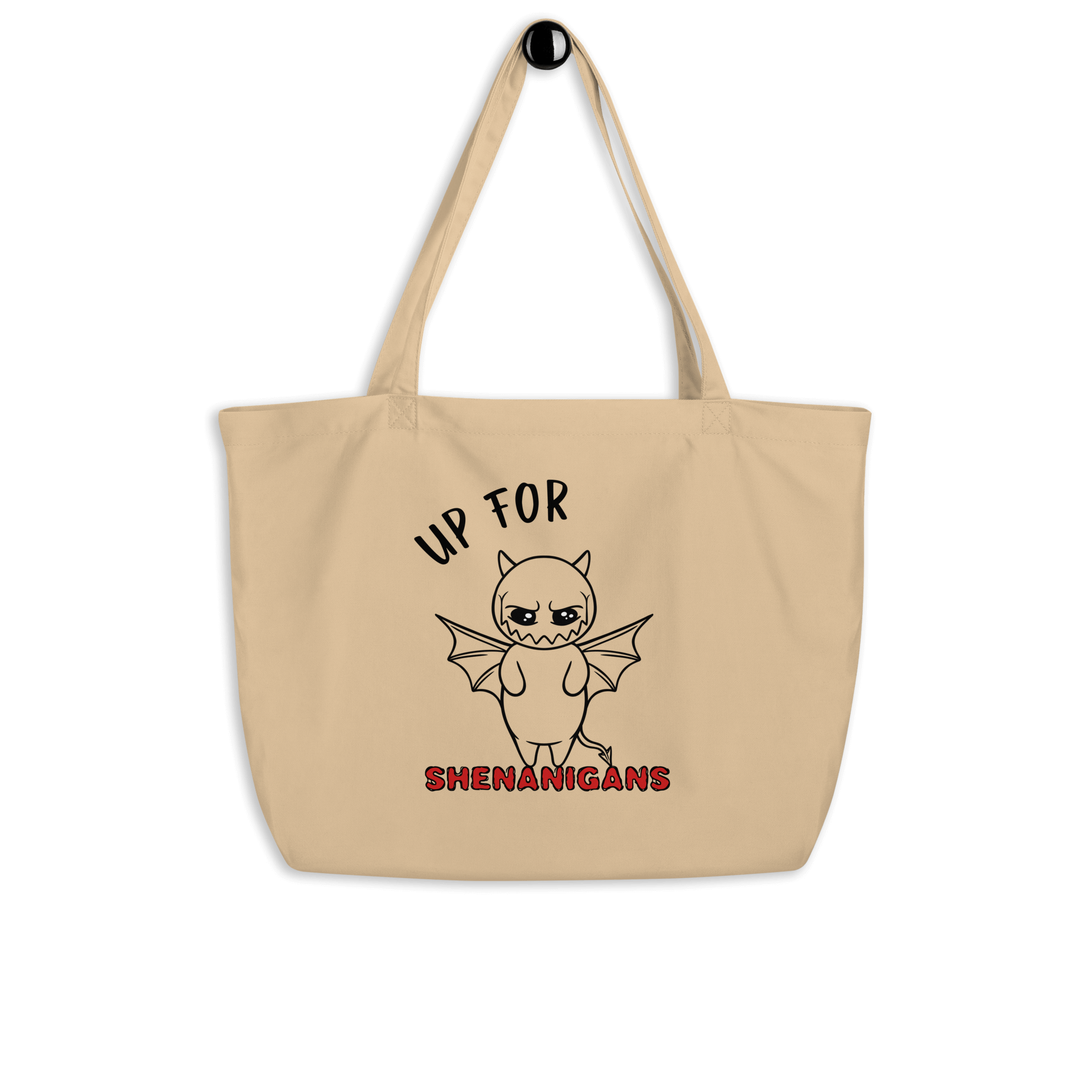 cartoon devil drawing on tote bag natural