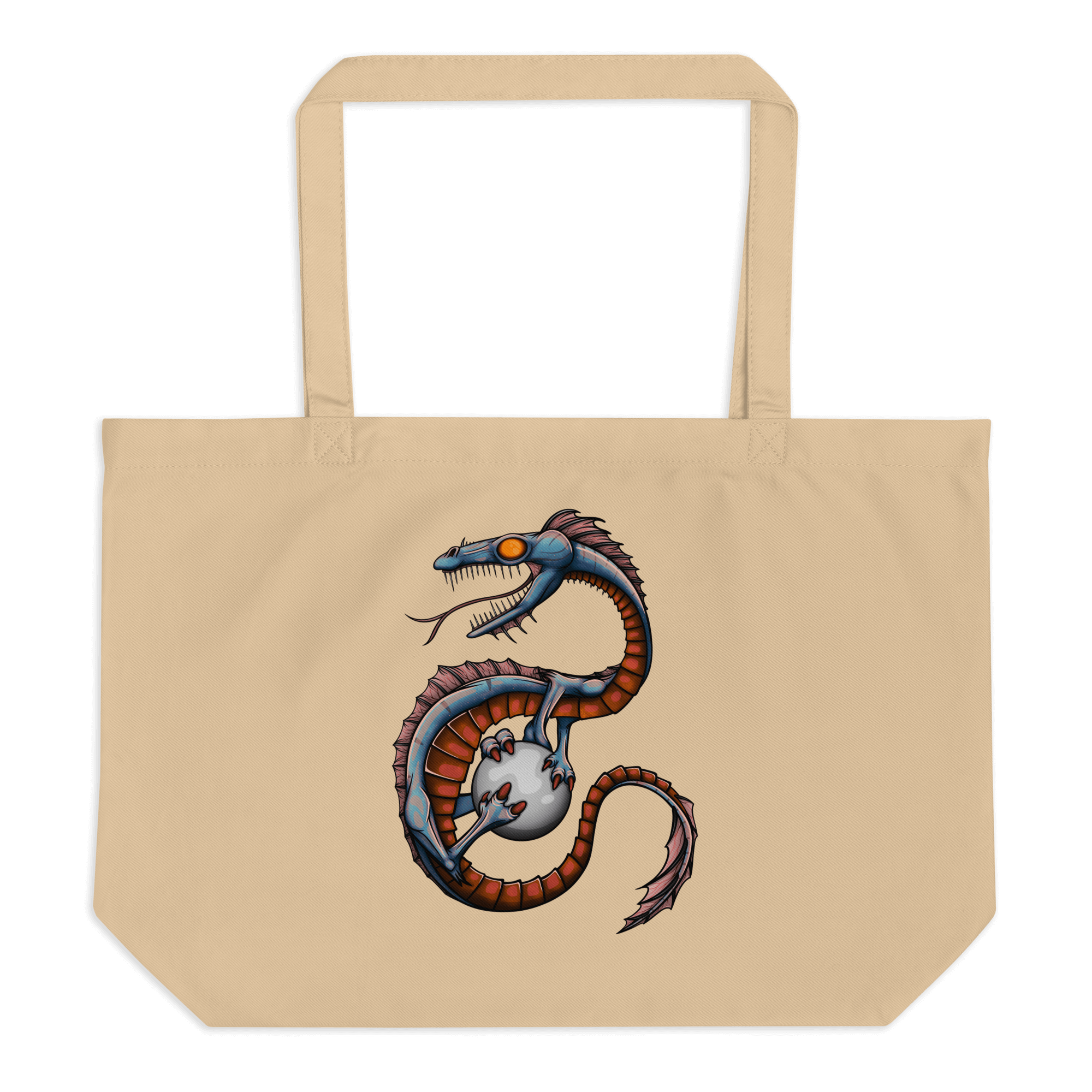 epic dragon design on natural tote bag