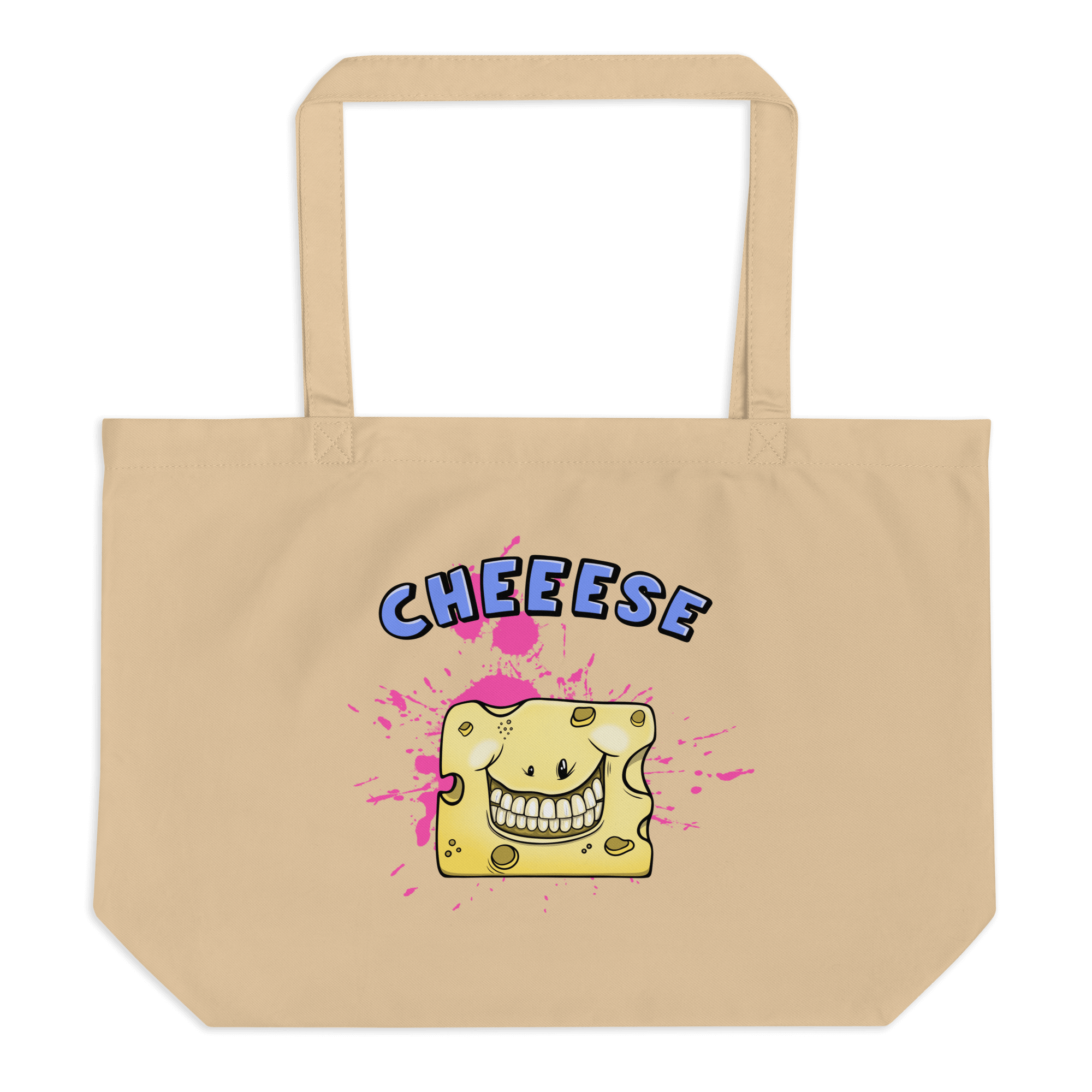 Funny cartoon cheese smiling on tote bag natural