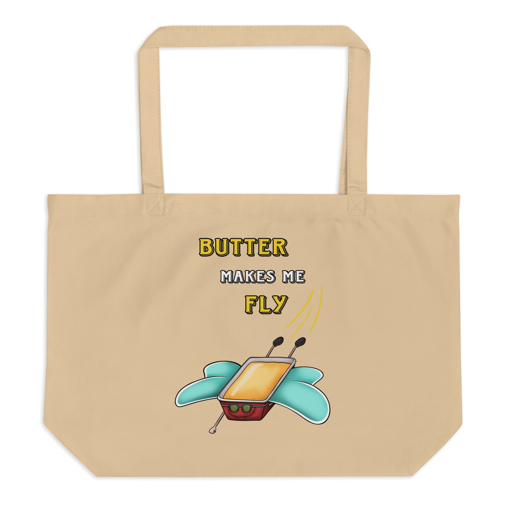 butter makes me fly tote bag natural