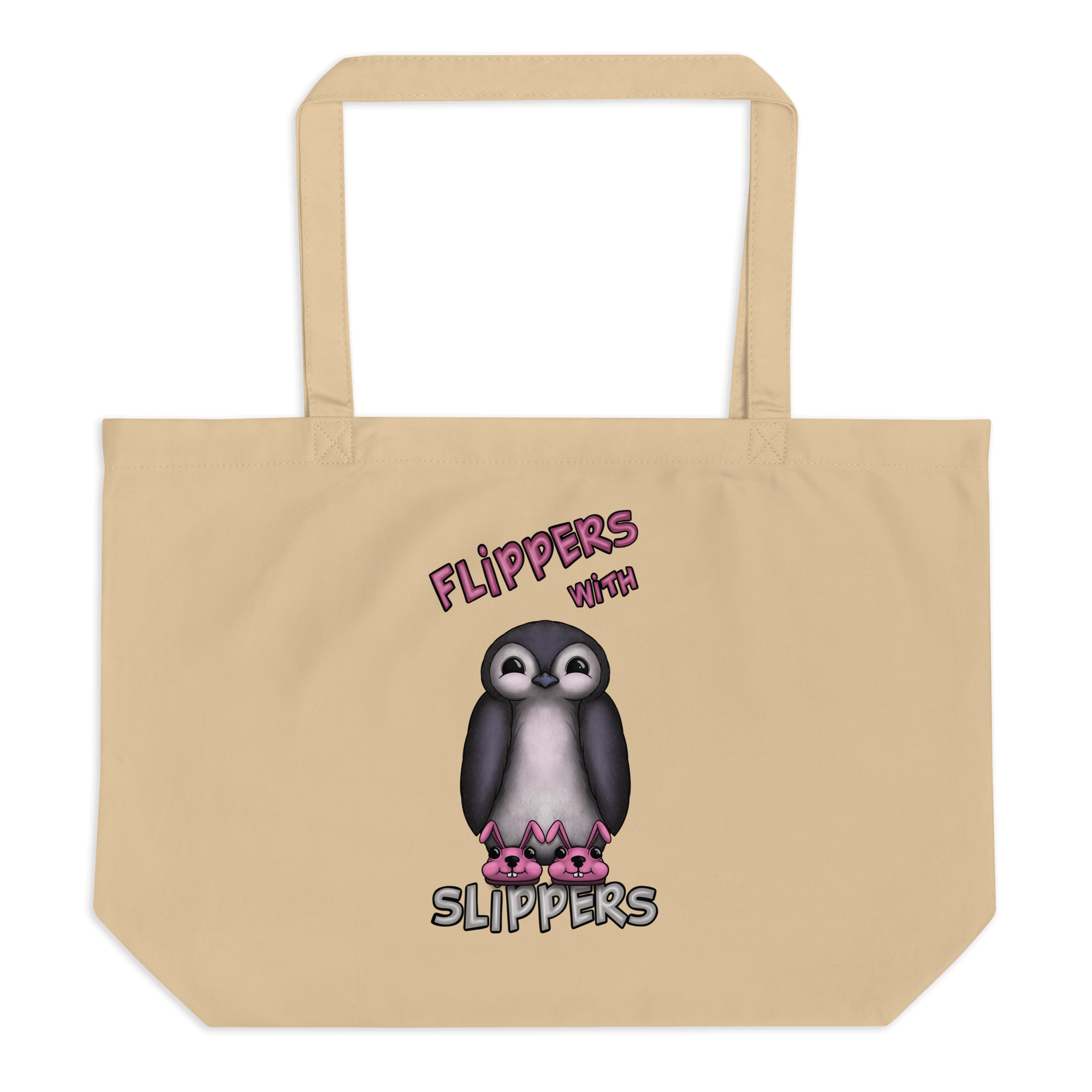 Flippers with slippers drawing in tote bag natural