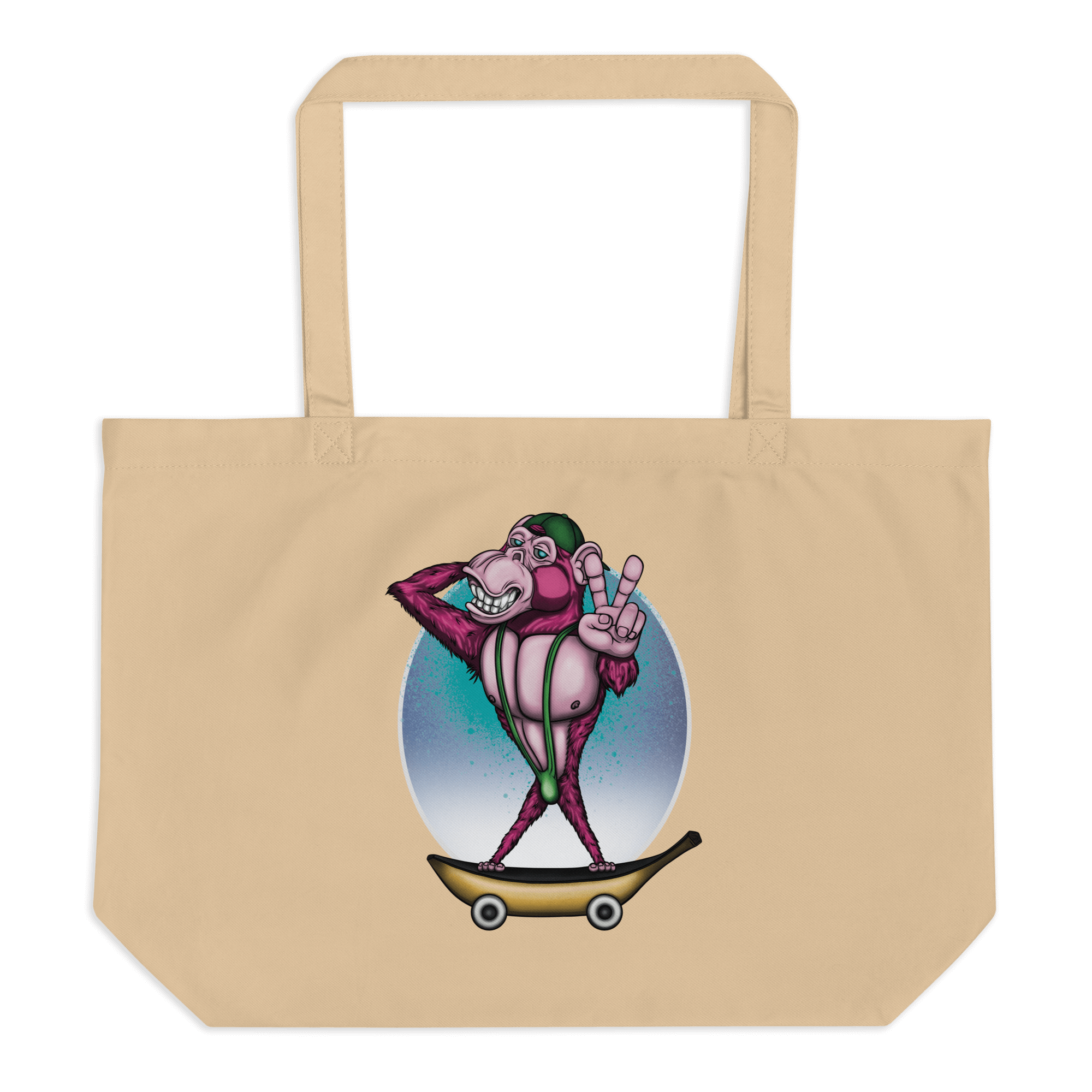 cool cartoon monkey on tote bag natural