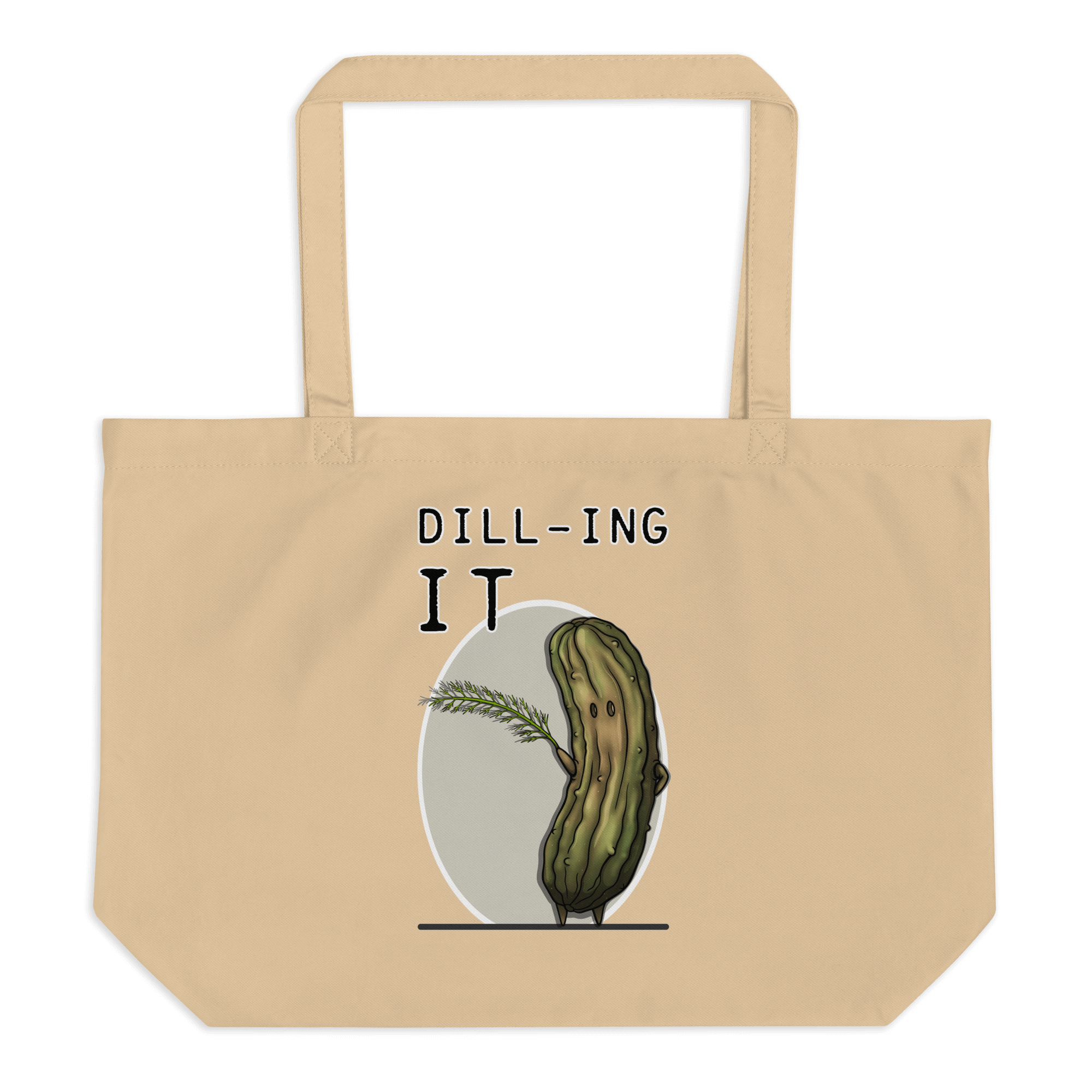 Dill-ing it drawing on tote bag natural