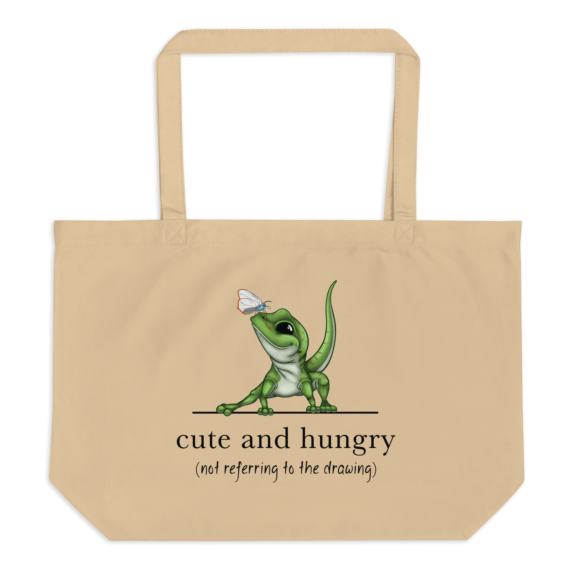 cute and hungry gecko tote bag natural