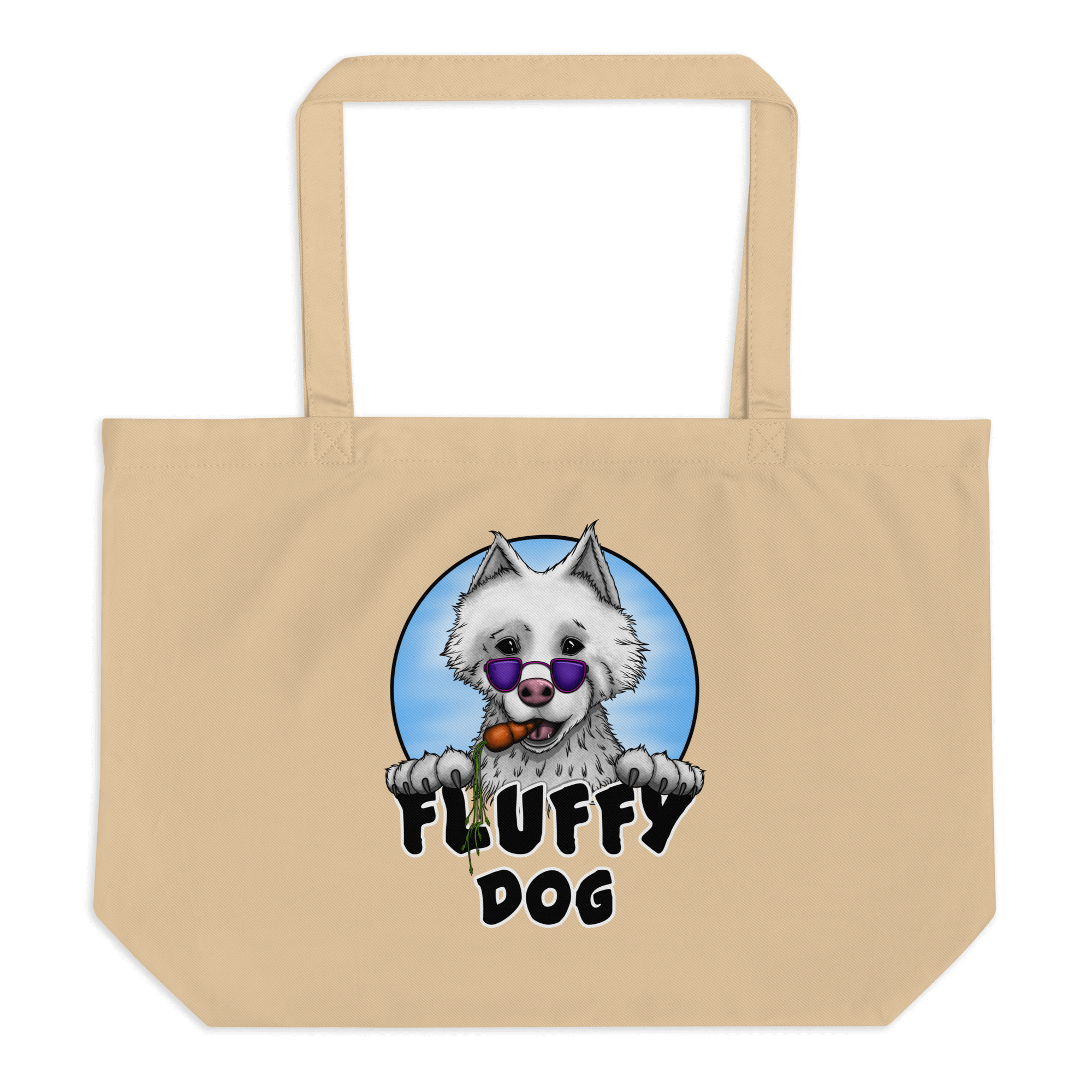 Fluffy dog samoyed on tote bag natural