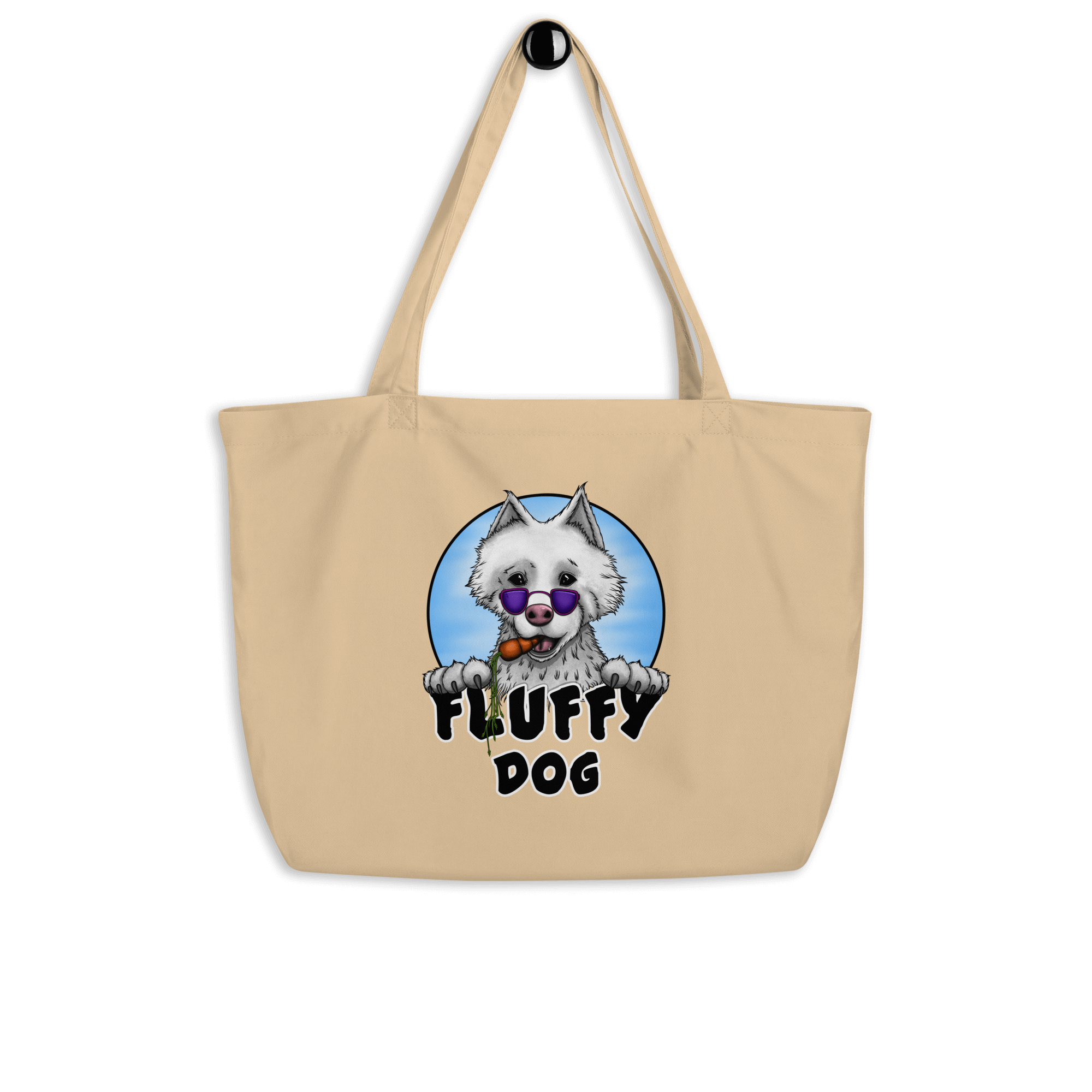 cute samoyed dog with sunglasses on tote bag natural