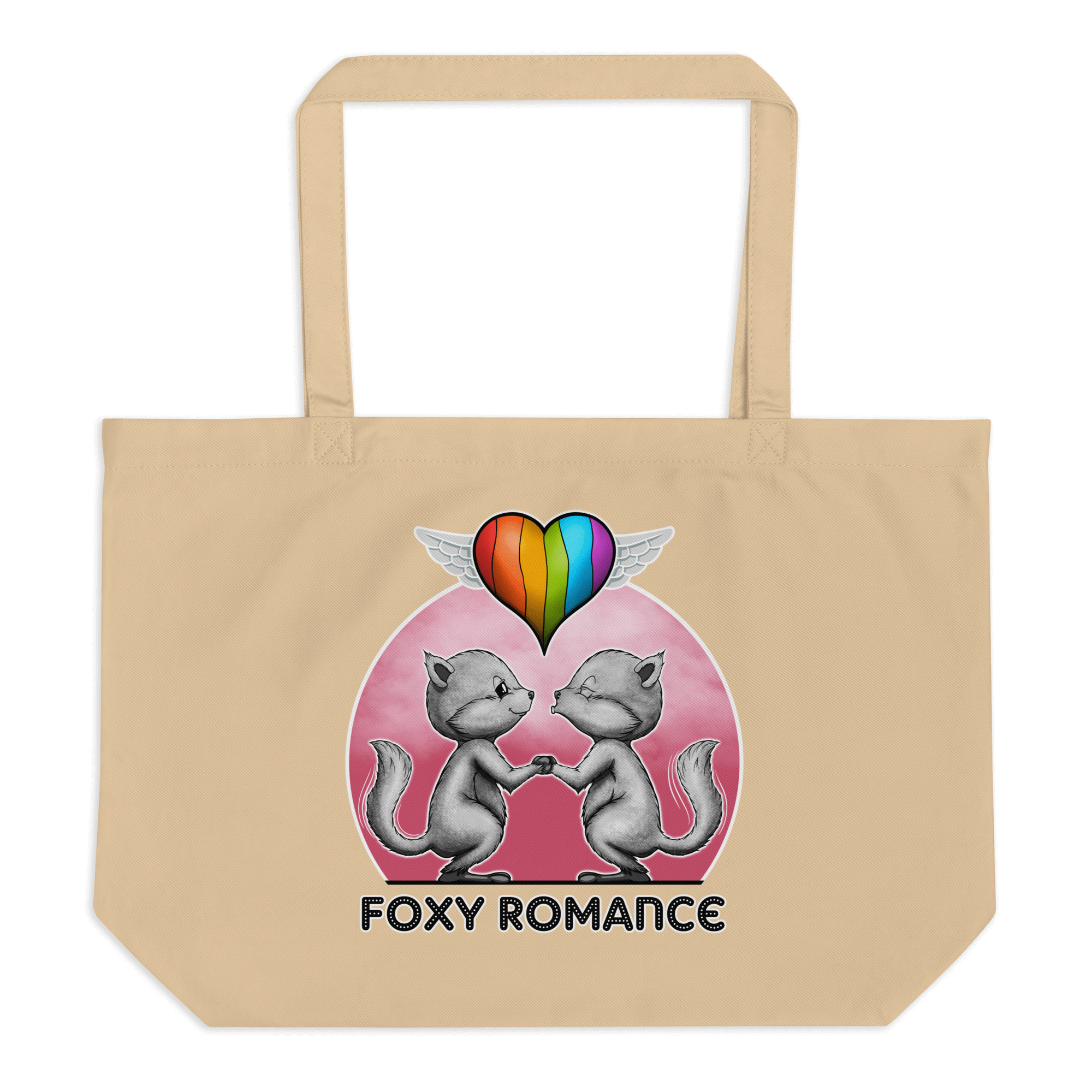 Foxy romance pride design on tote bag natural