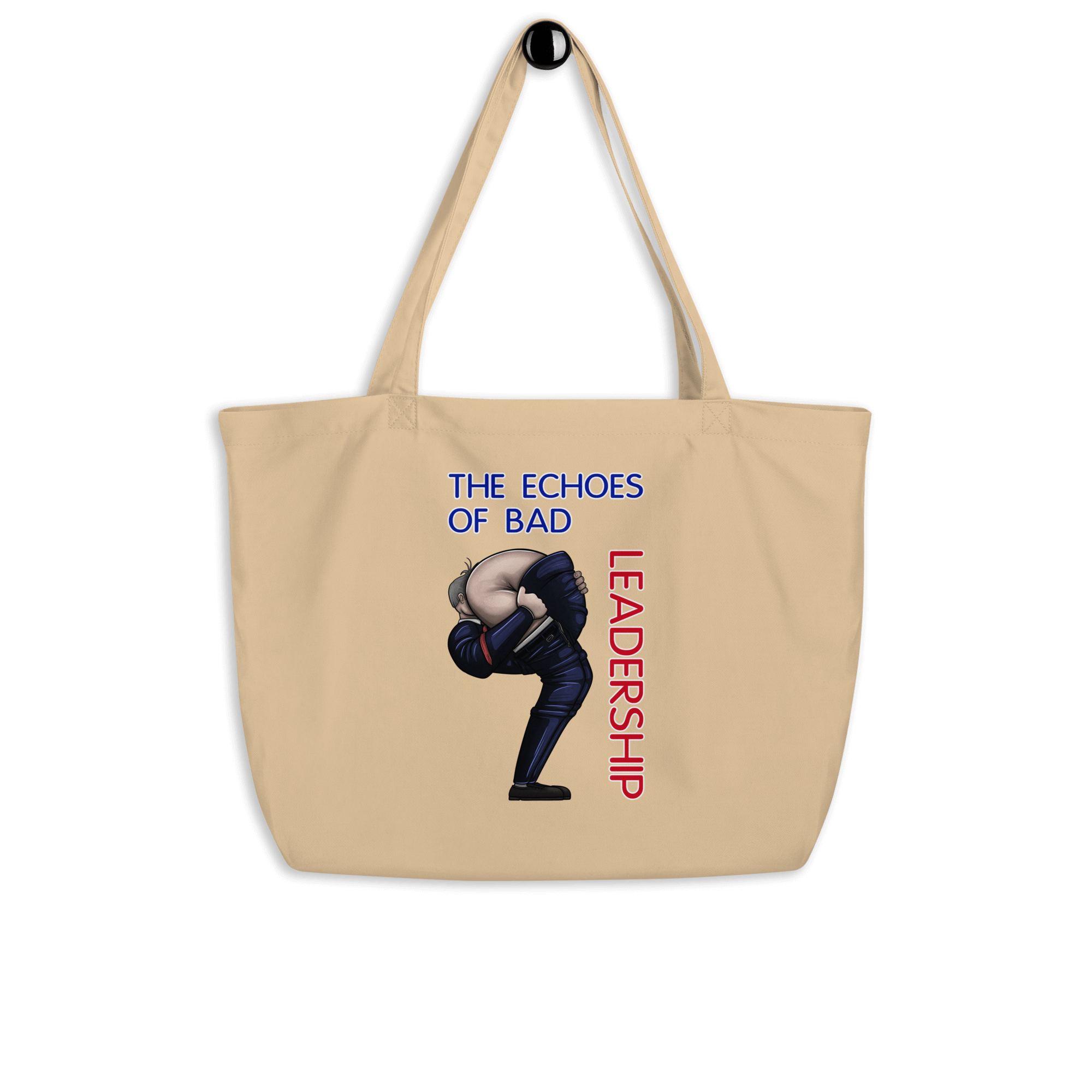 humor cartoon of bad leadership on tote bag natural