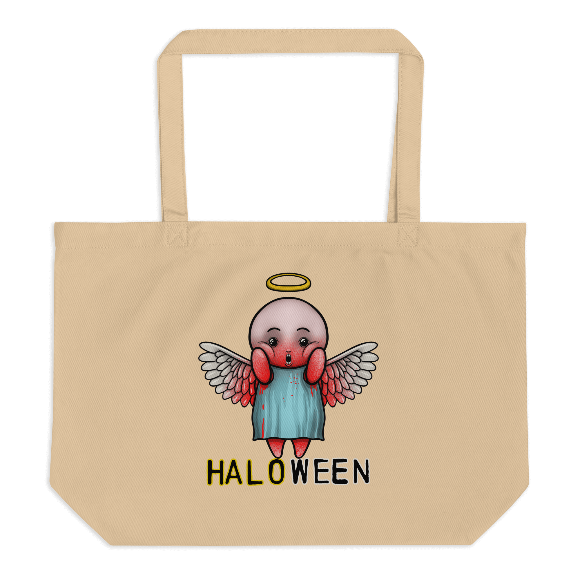 Bloody angel halloween natural tote bag