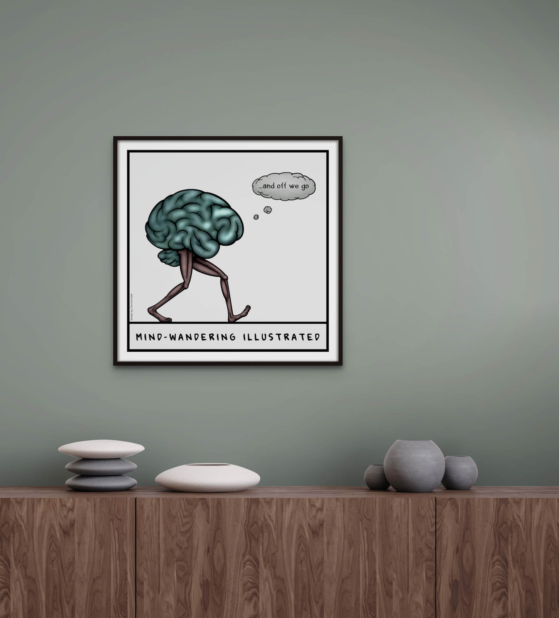 Mind-wandering poster on wall interior