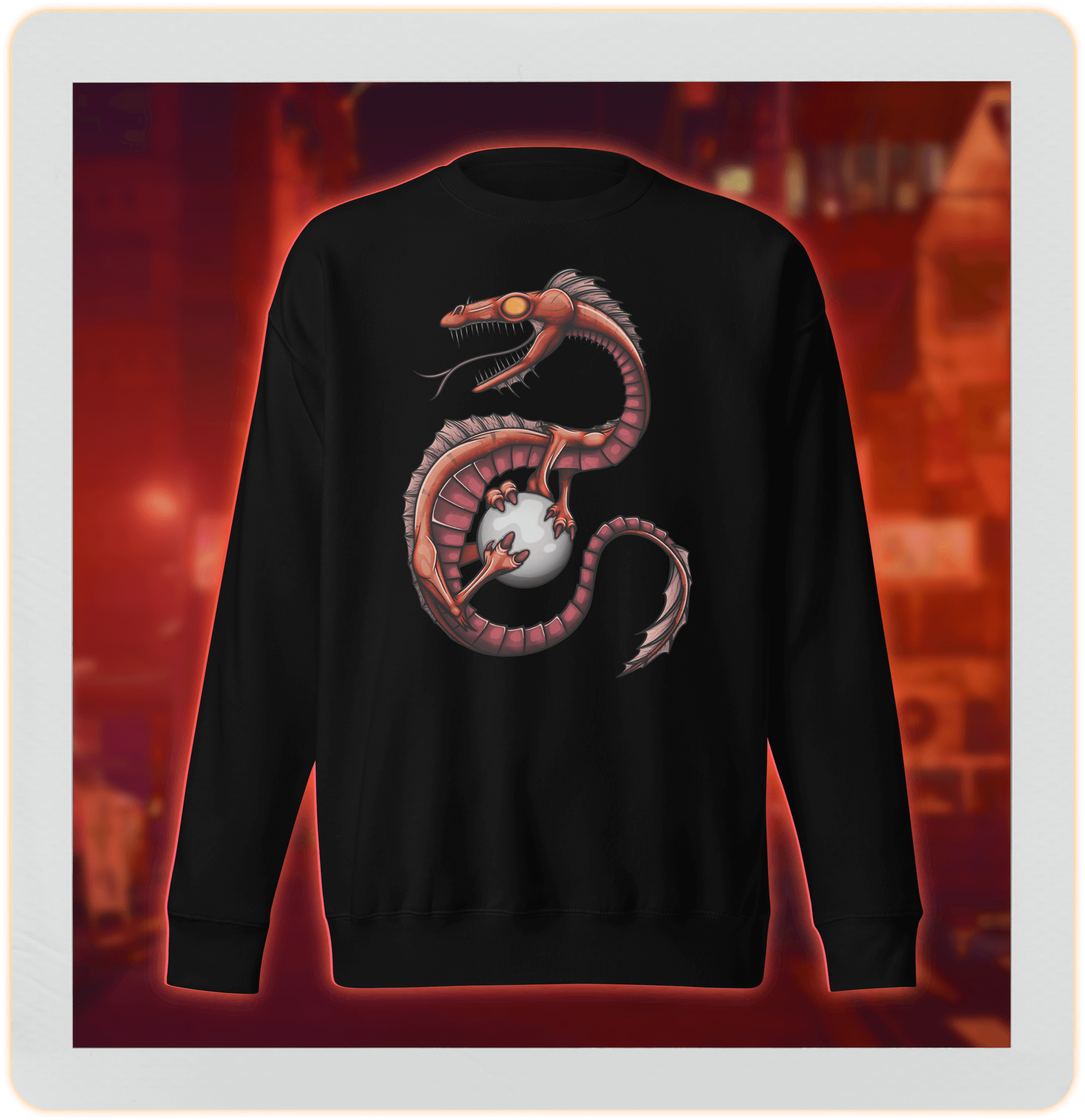 epic dragon design on black sweatshirt