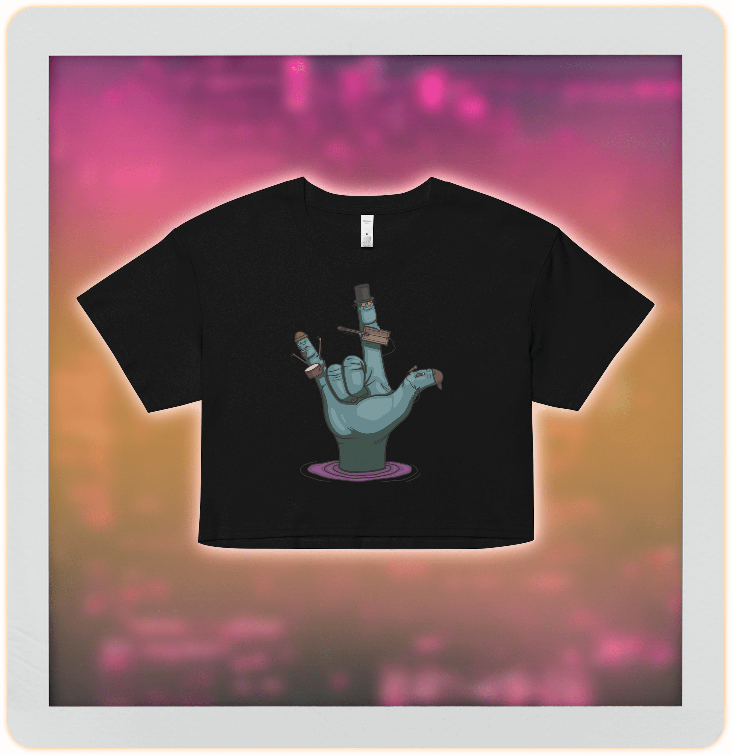 rock and roll hand black crop top