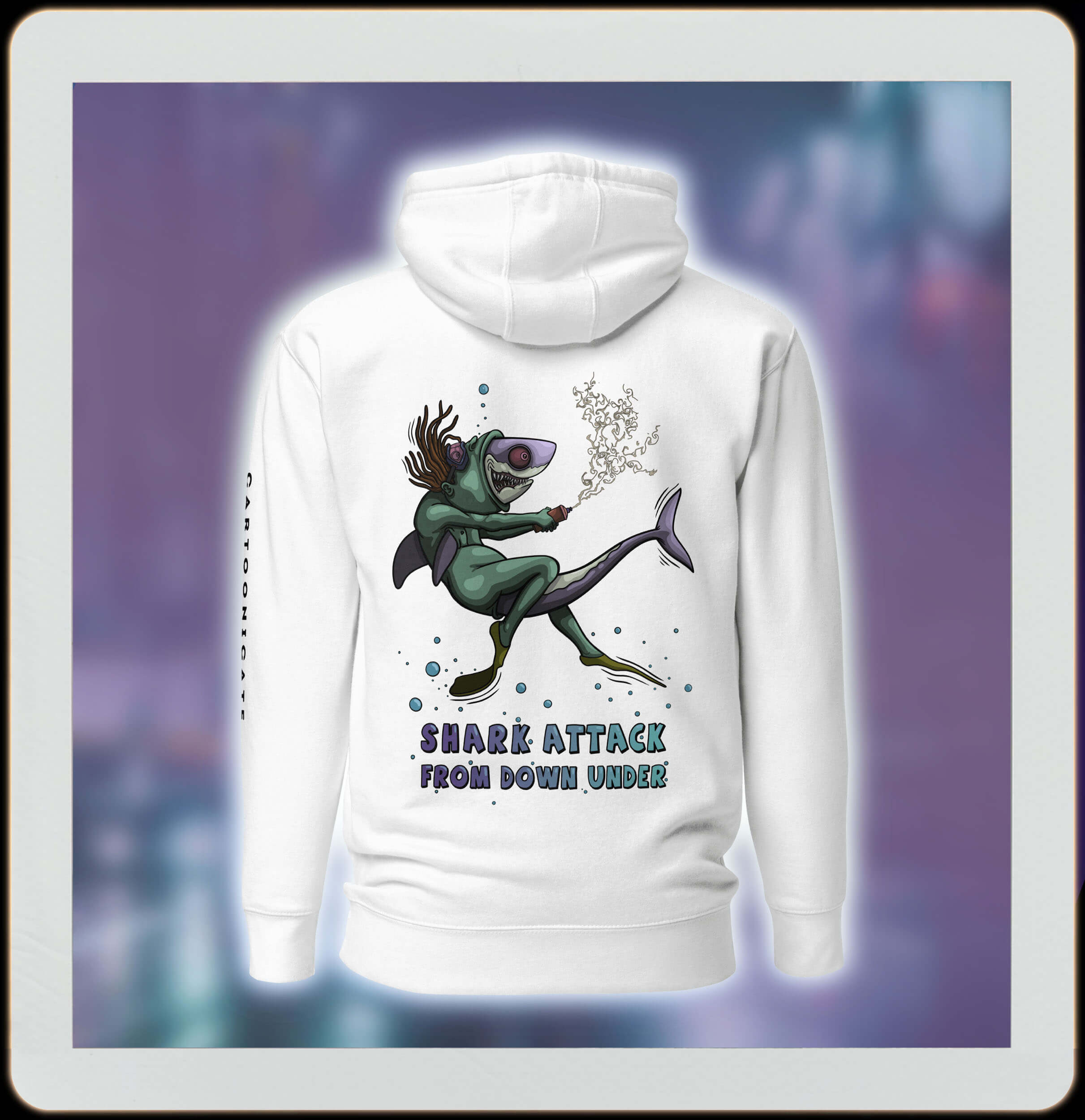 shark attack from down under white hoodie