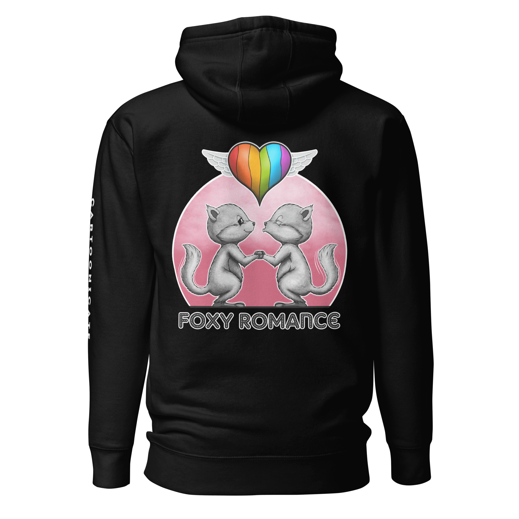 Foxy romance pride design on black hoodie