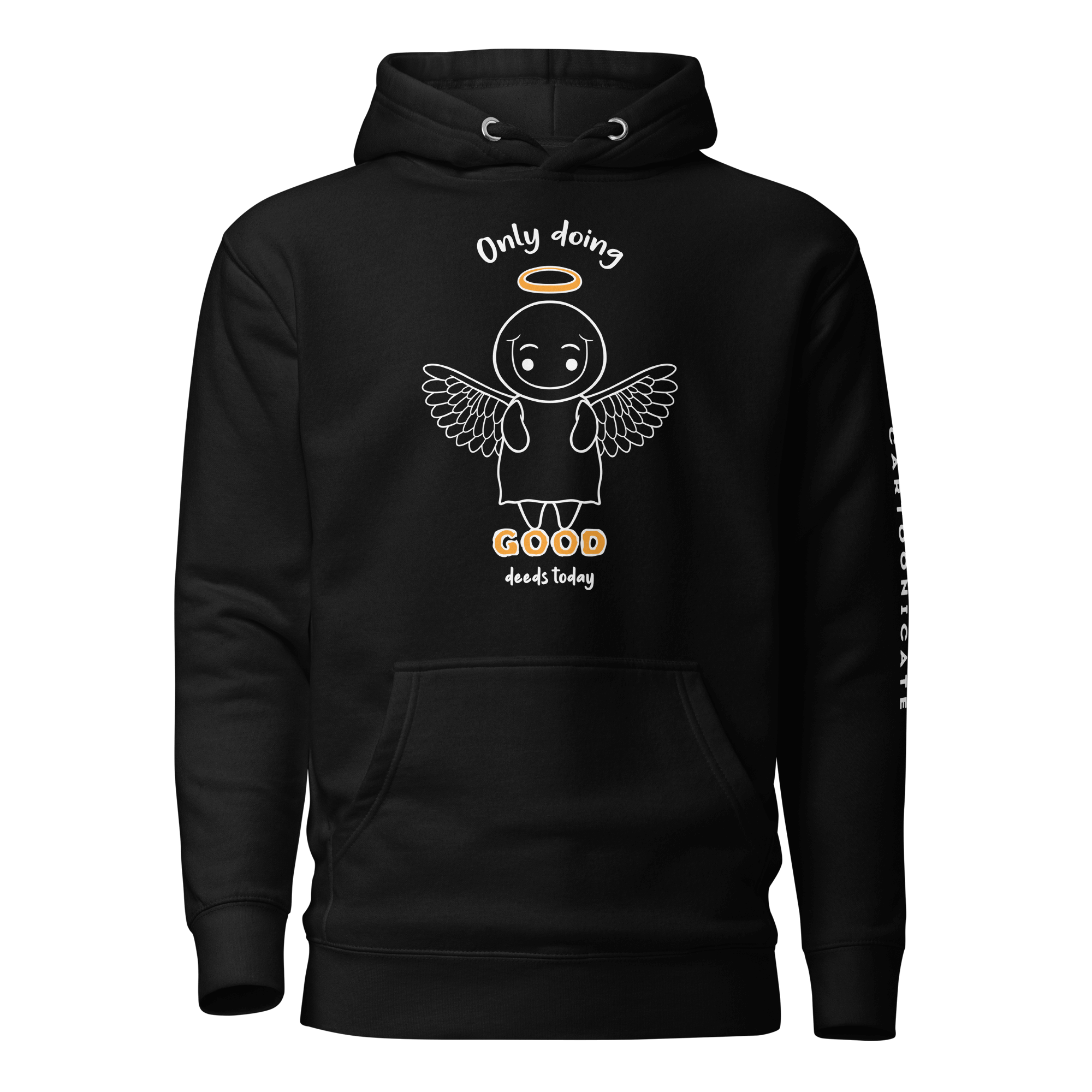 Black hoodie with cute cartoon angel