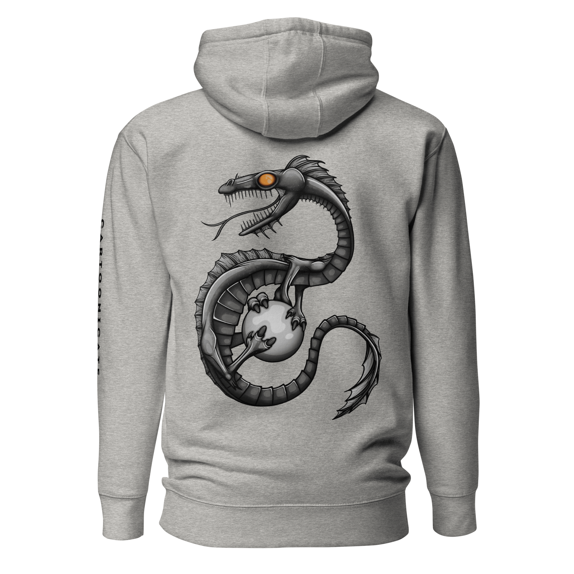 Grey hoodie with cool grey cartoon dragon