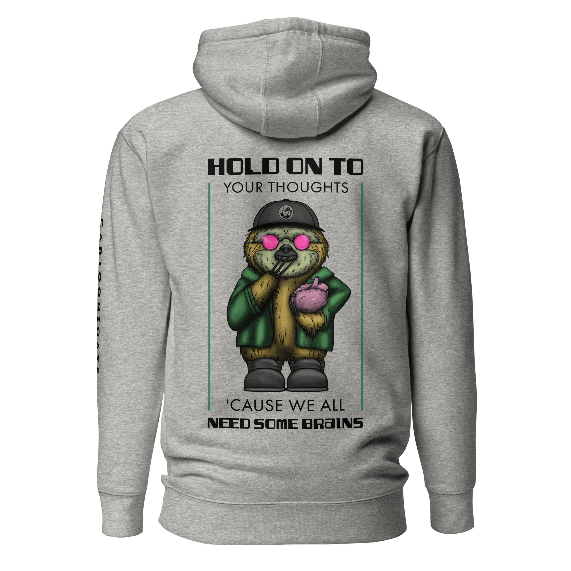 hold on to your thoughts cause we all need some brains grey hoodie