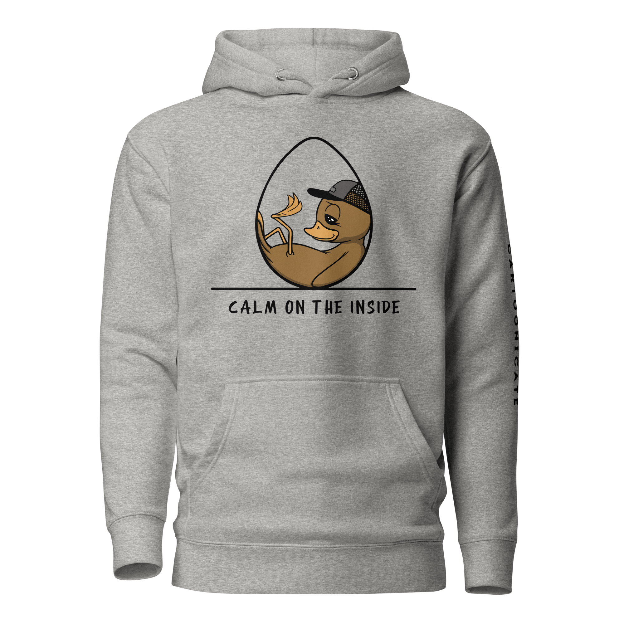 cool cartoon baby duck on grey hoodie