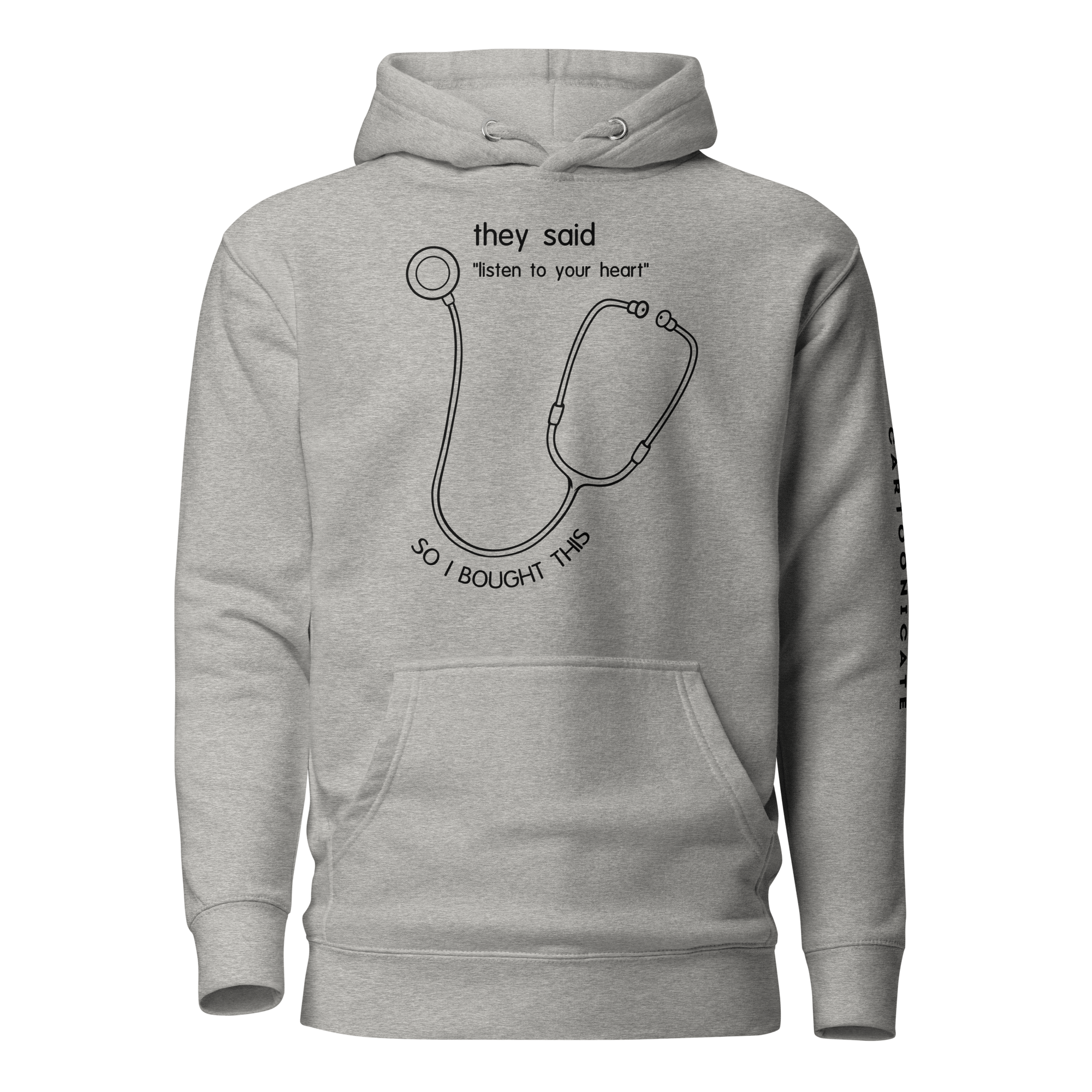 cartoon stethoscope humor grey hoodie