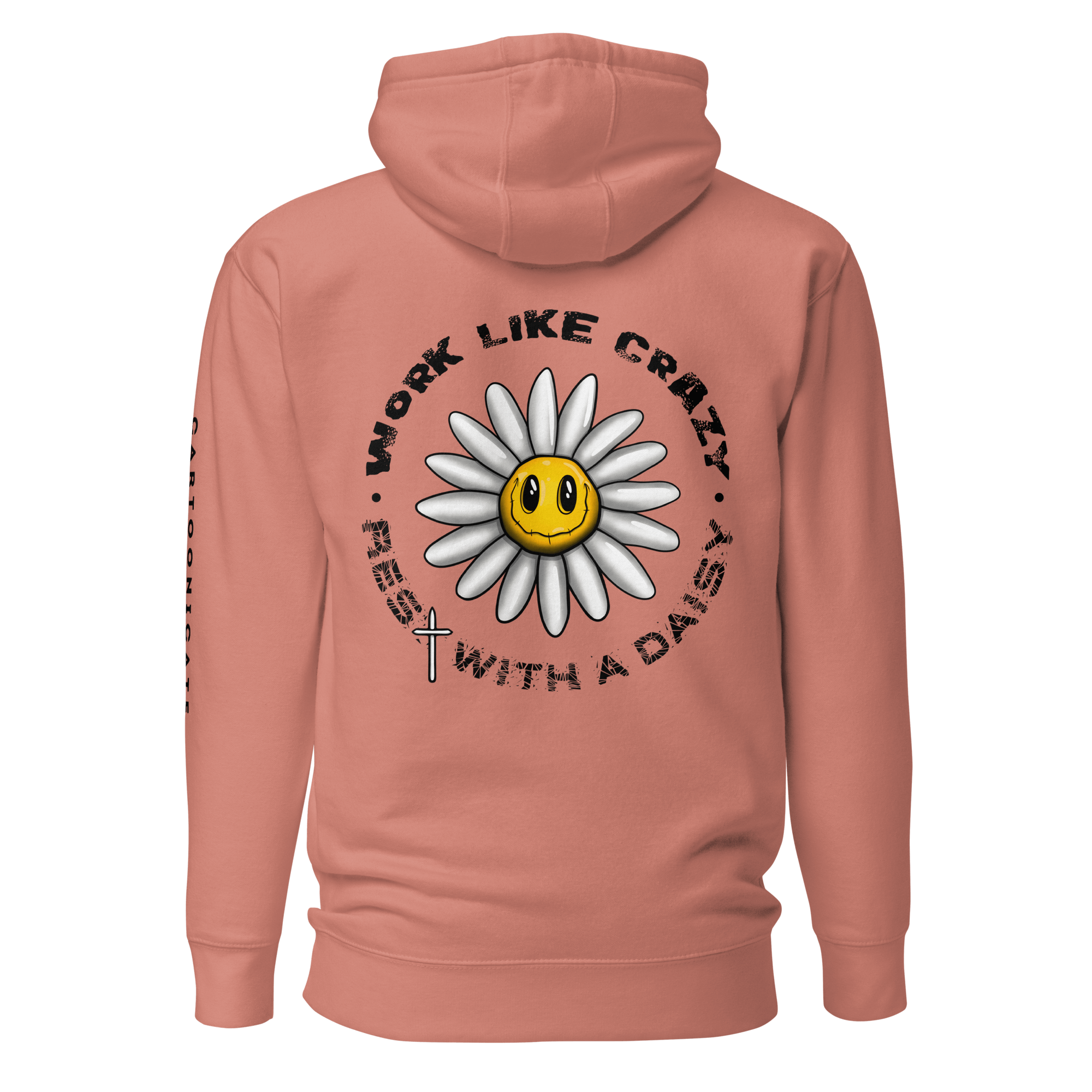 funny cartoon daisy drawing on pink hoodie