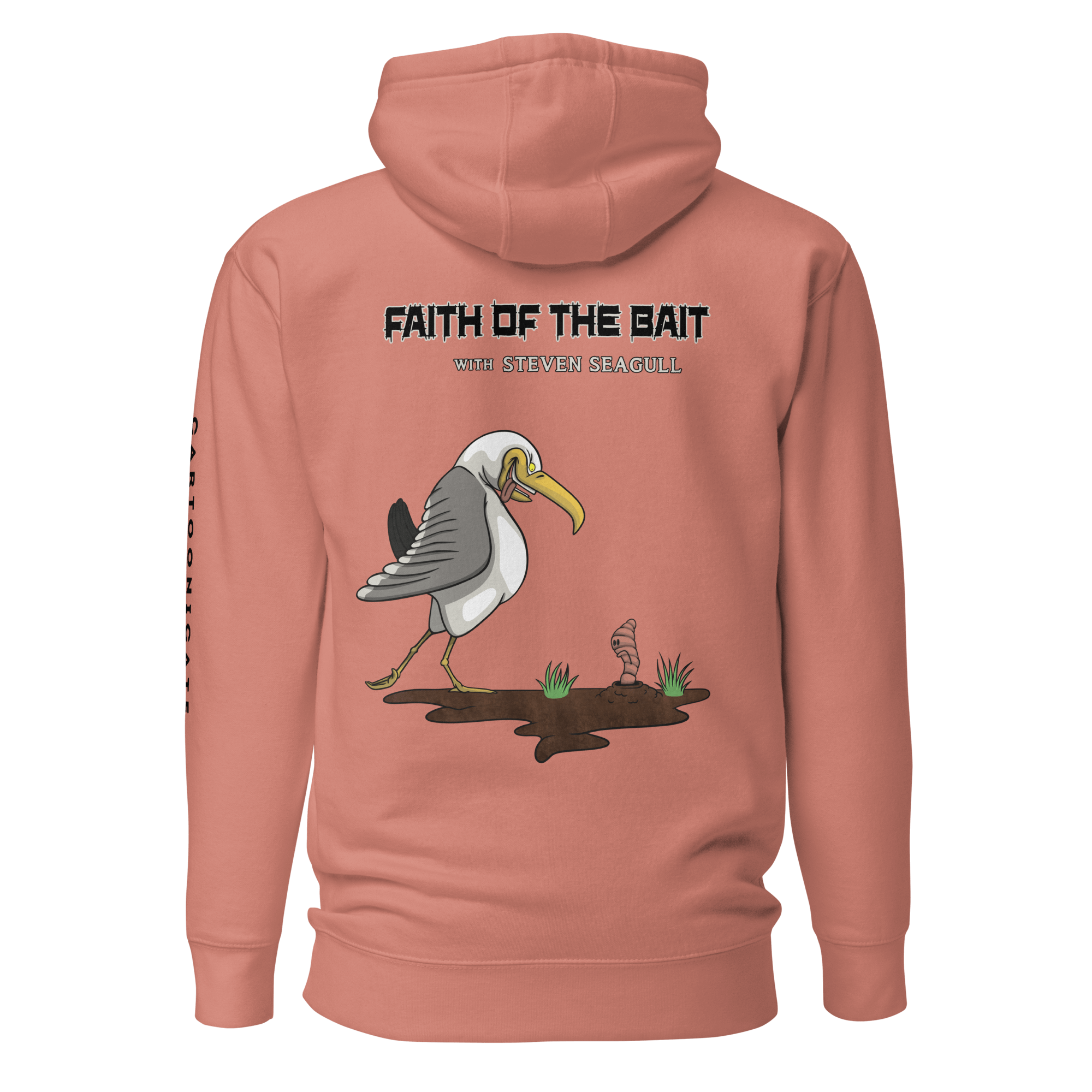 pink hoodie with a cool cartoon seagull