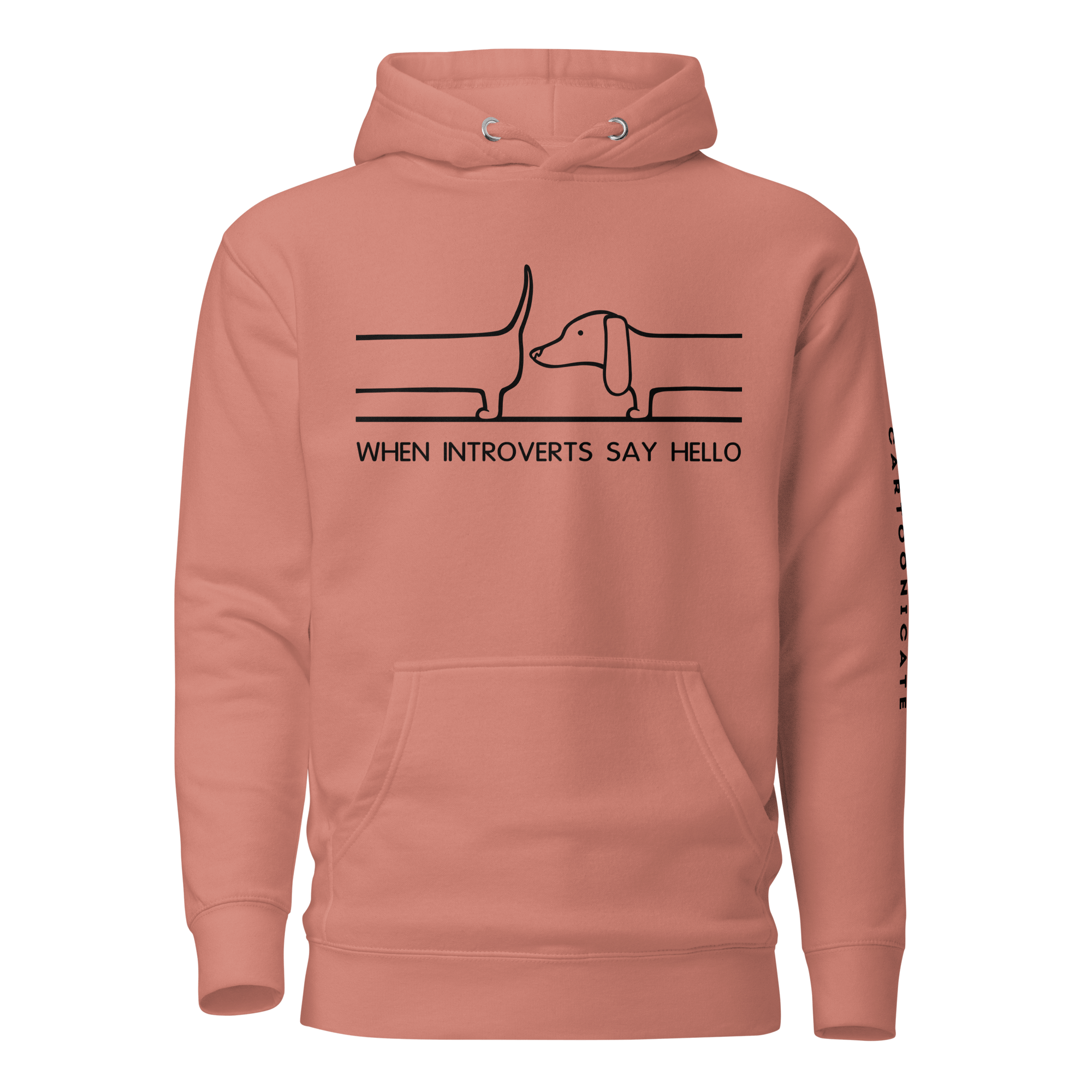 cool dachshund greeting on pink hoodie