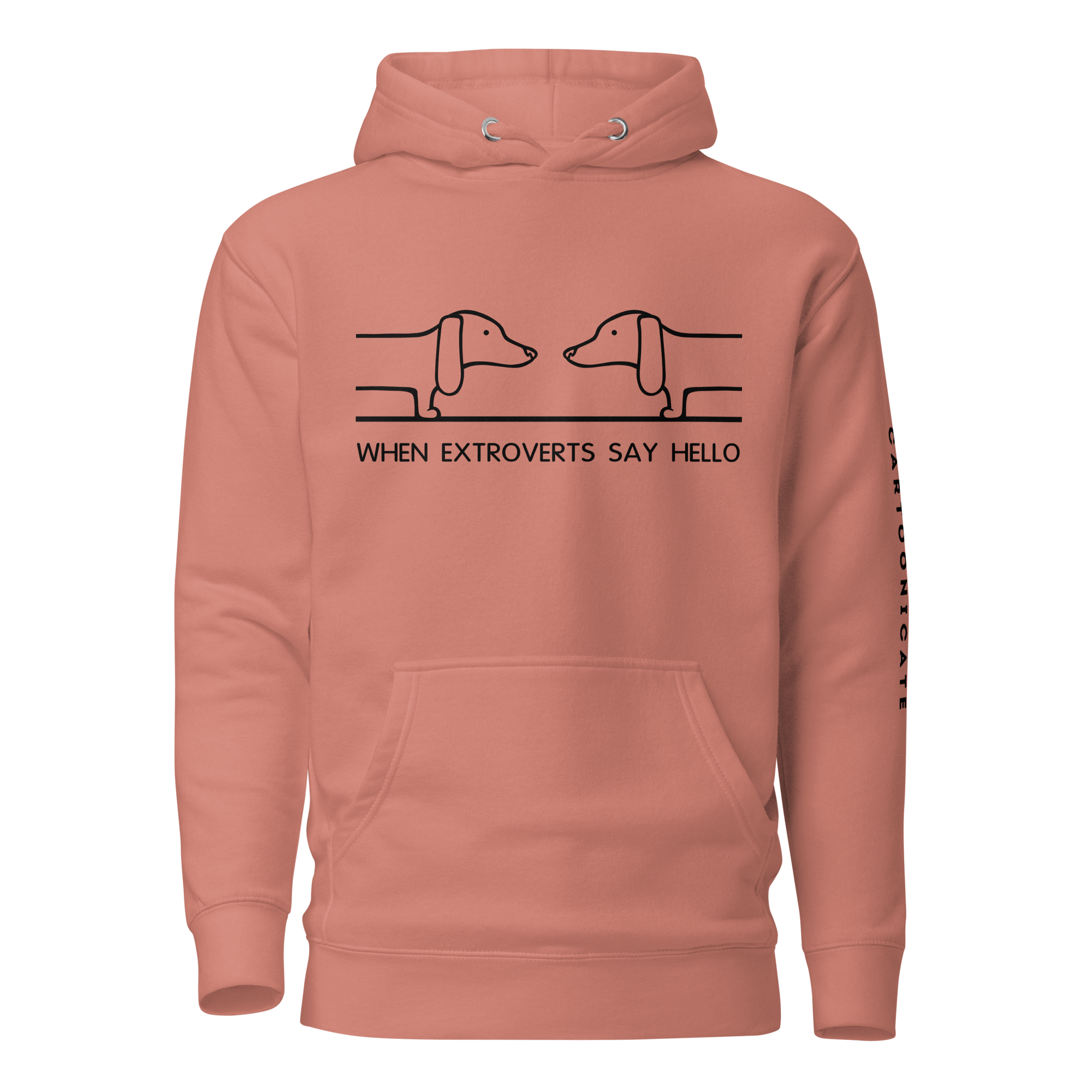 cool dachshund greeting on pink hoodie