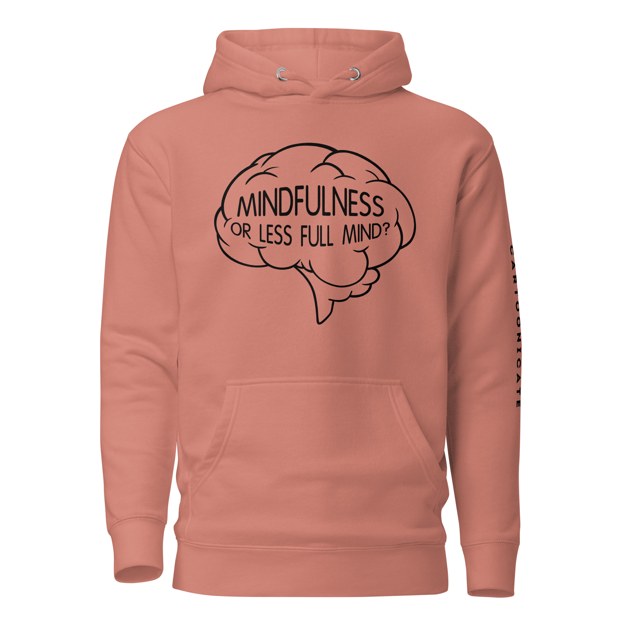 full mind cartoon brain on pink hoodie