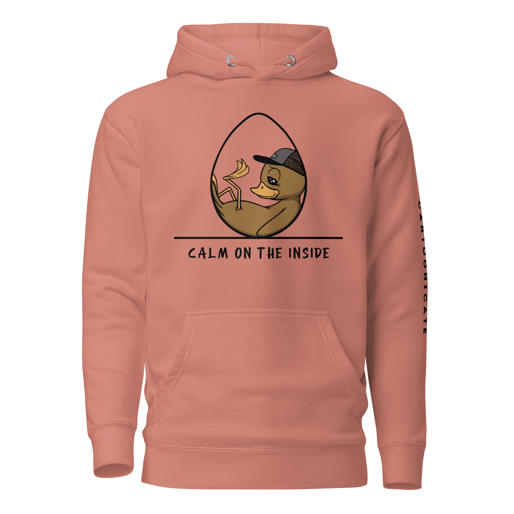 cute duck in cartoon style on pink hoodie