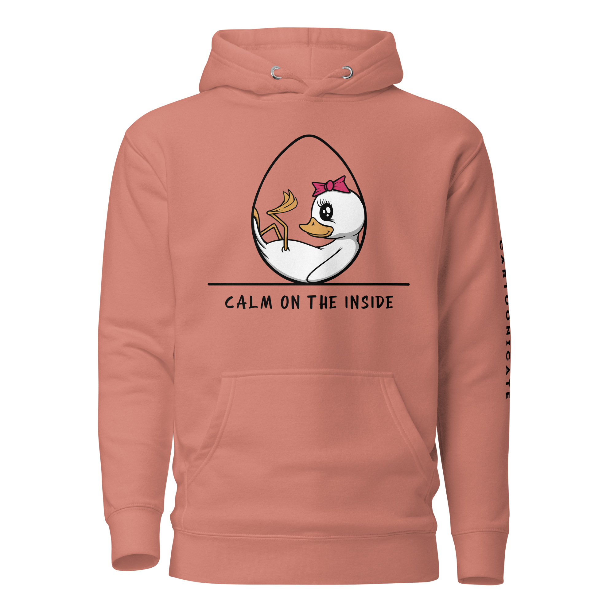 cute duck in cartoon style on pink hoodie