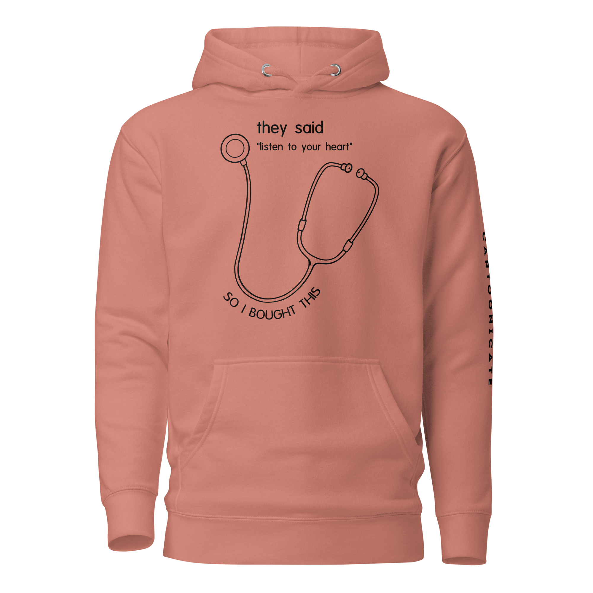 pink doctor humor hoodie with stethoscope