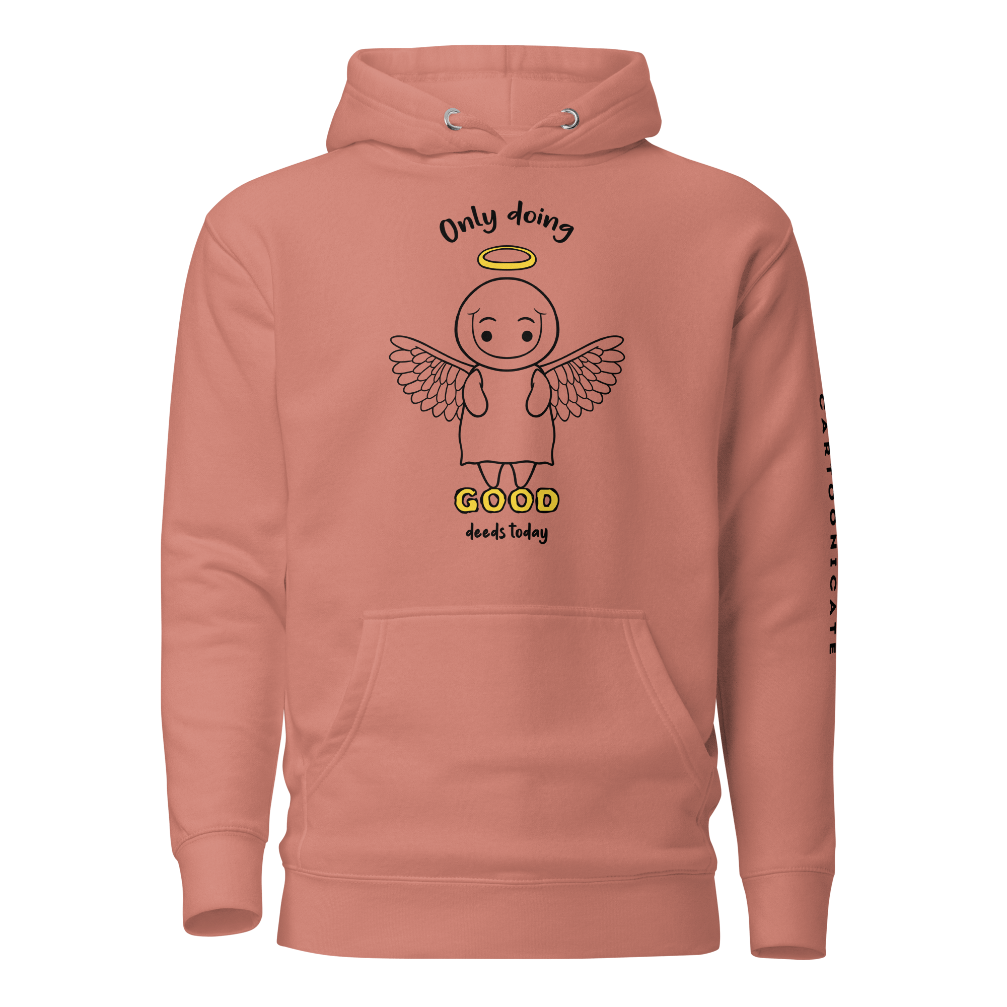 only doing good deeds cartoon pink hoodie