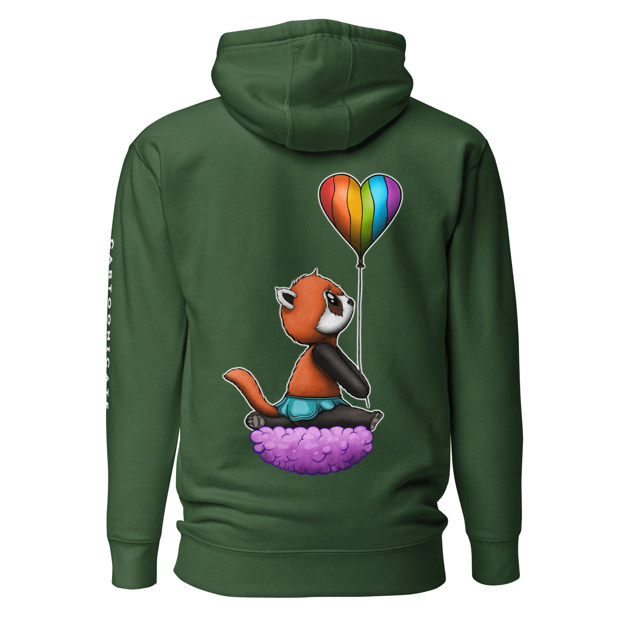 cartoon panda with pride flag on green hoodie