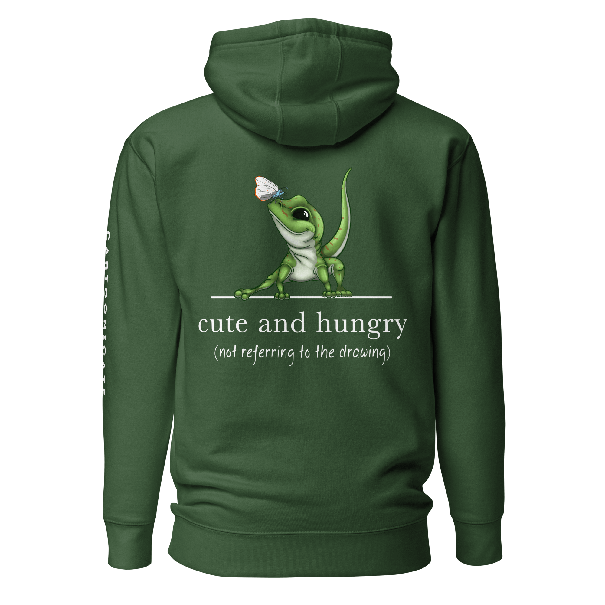 cute gecko reptile design on green hoodie