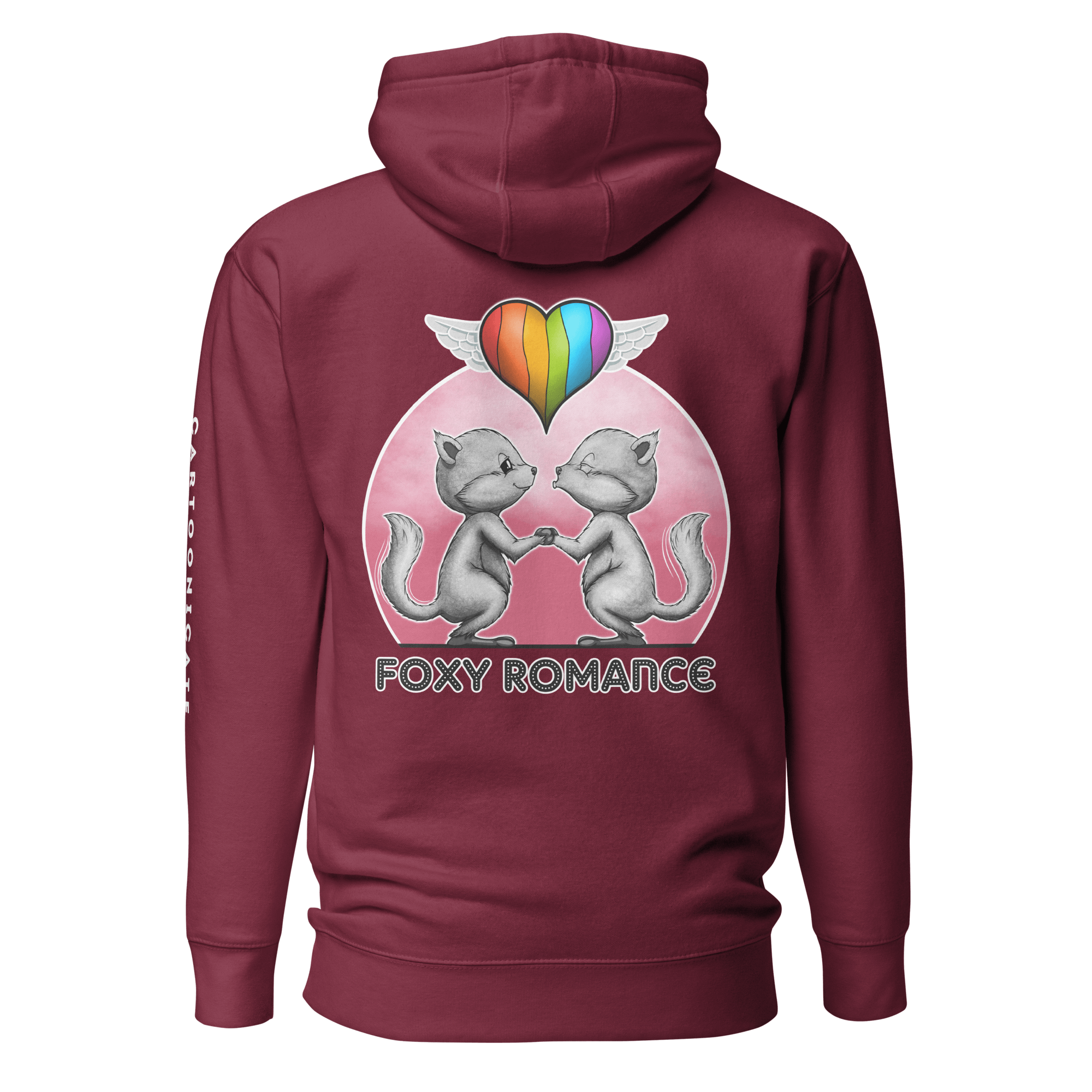 happy pride design on maroon hoodie