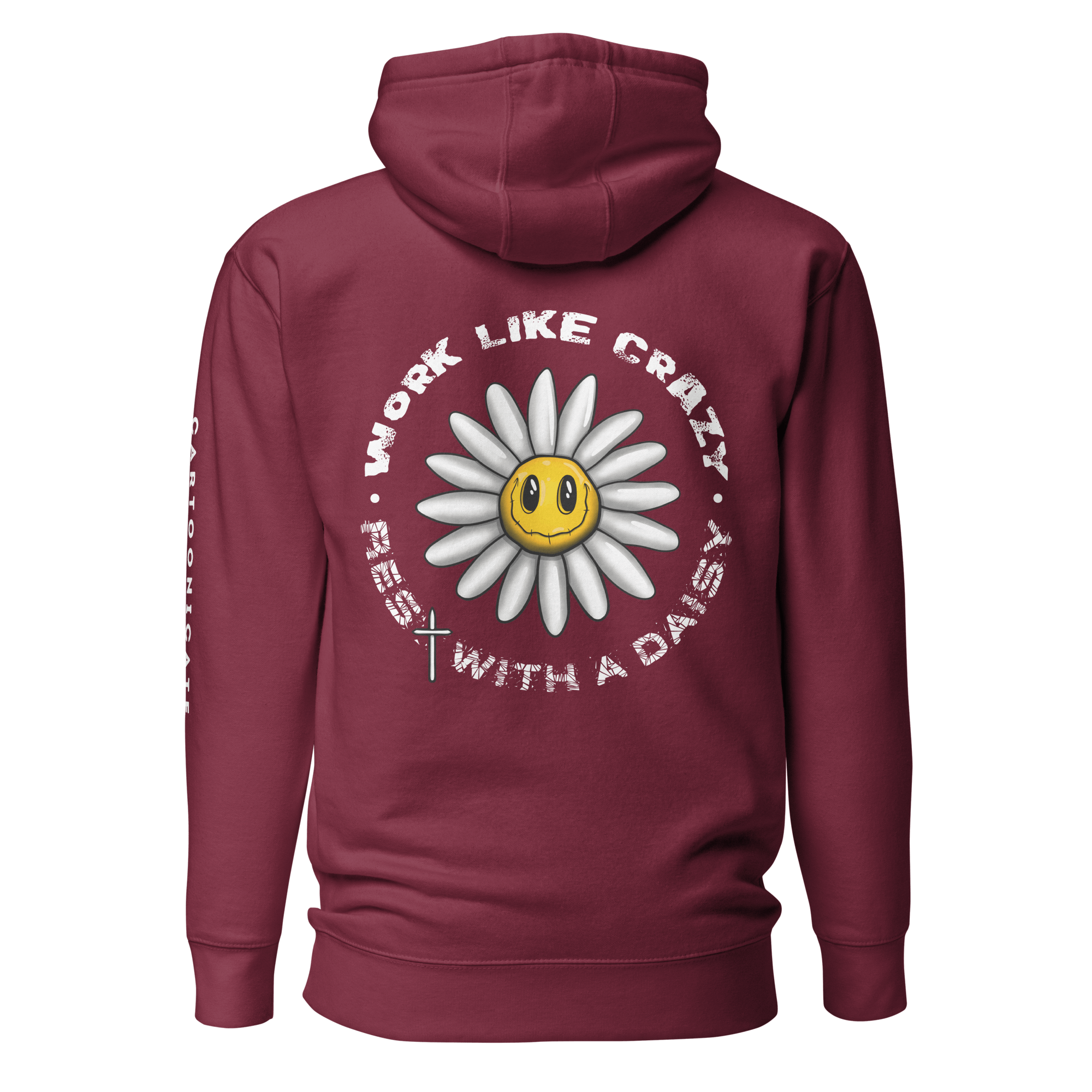 maroon hoodie with cute daisy flower