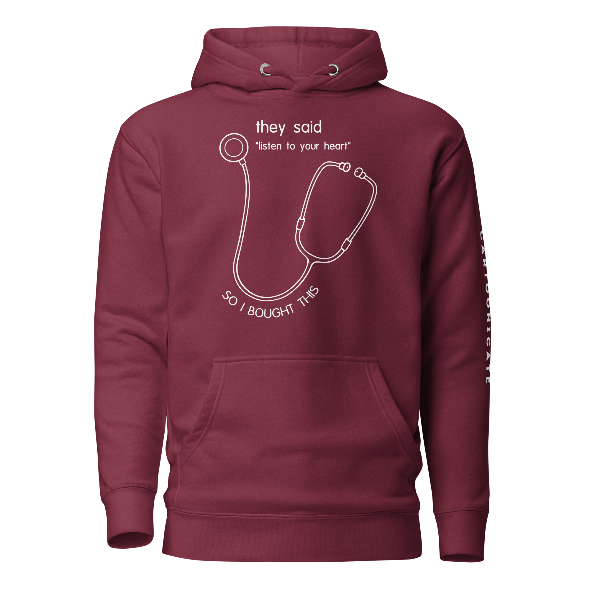 Doctor Stethoscope drawing on maroon hoodie