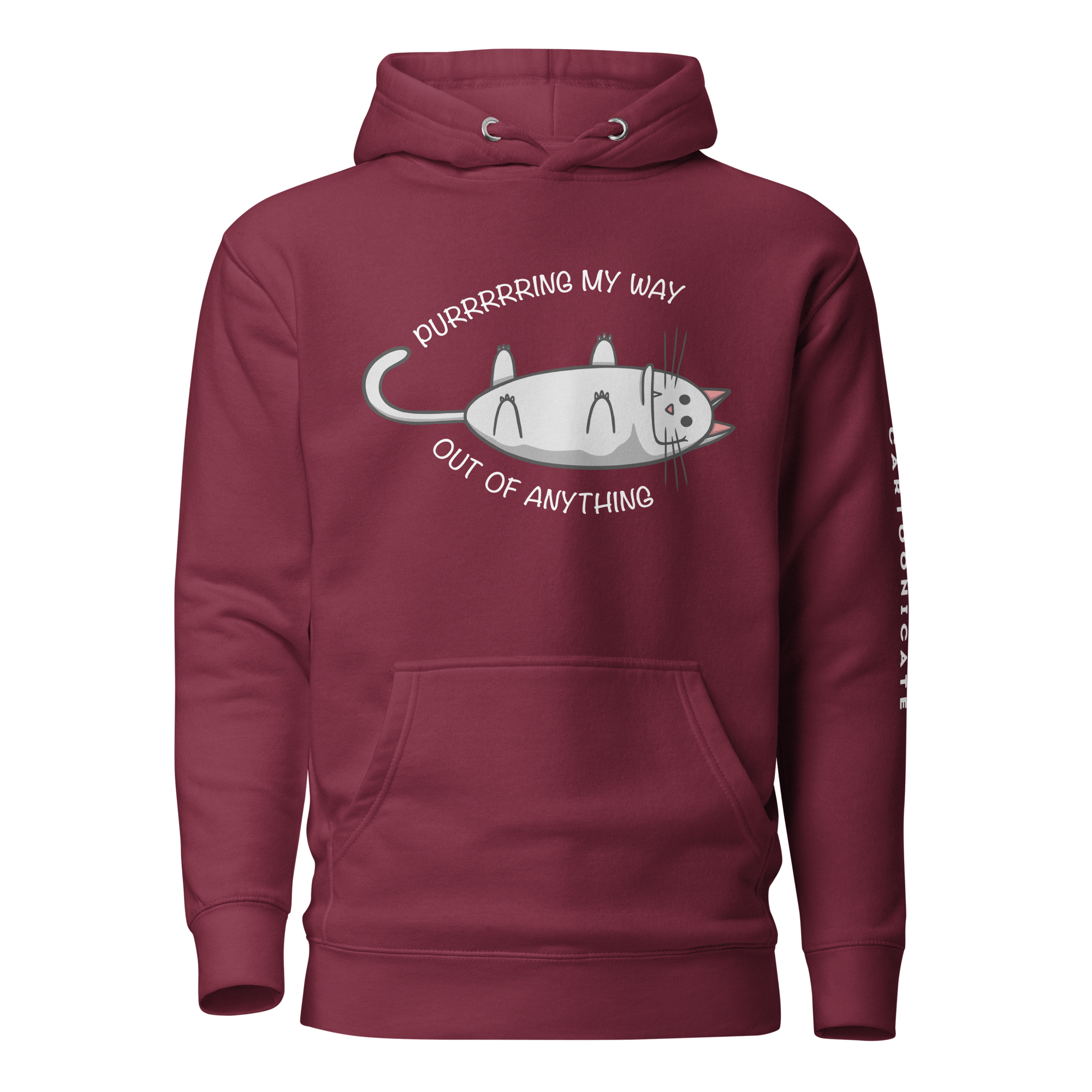 Purring my way out of anything maroon hoodie