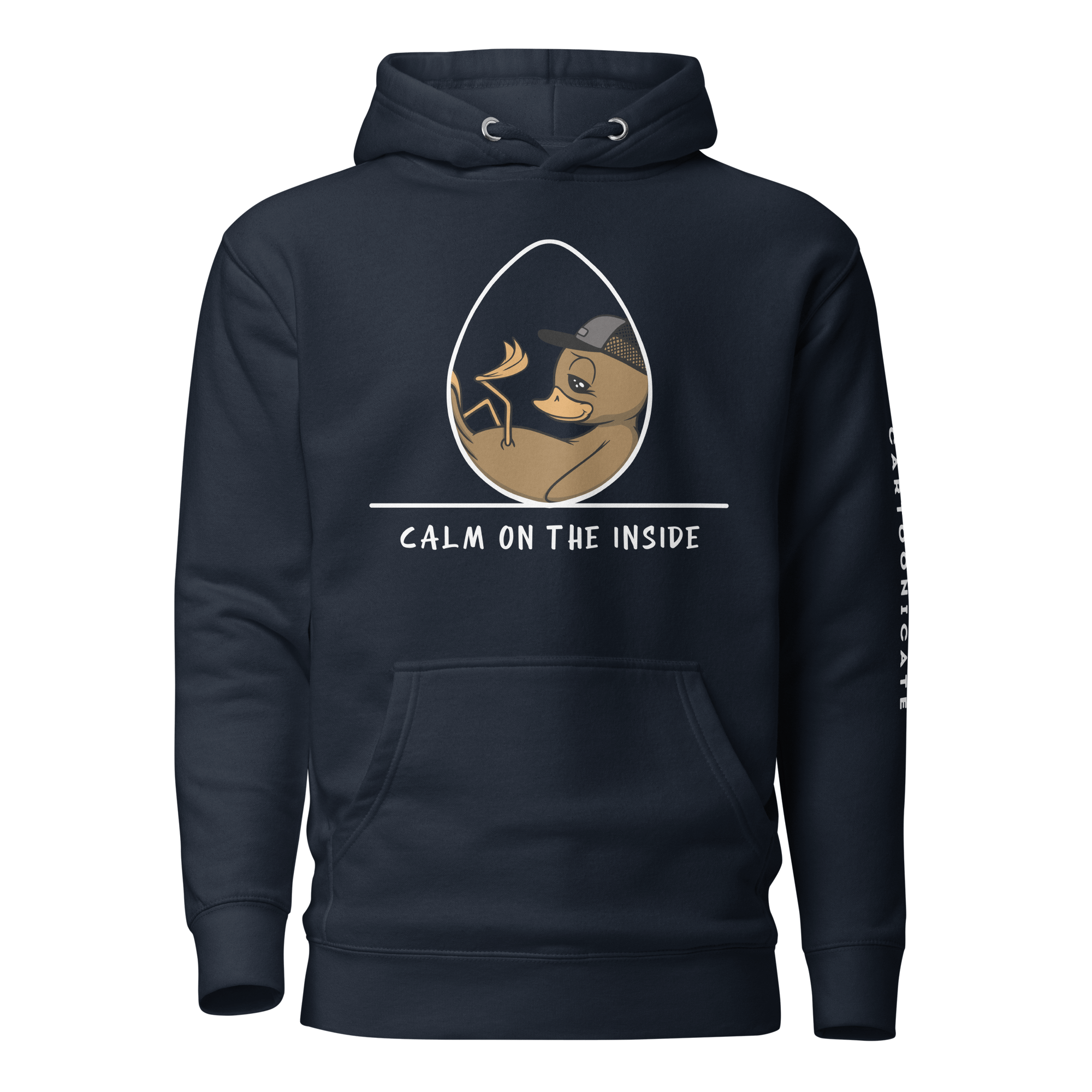 calm on the inside navy blue hoodie