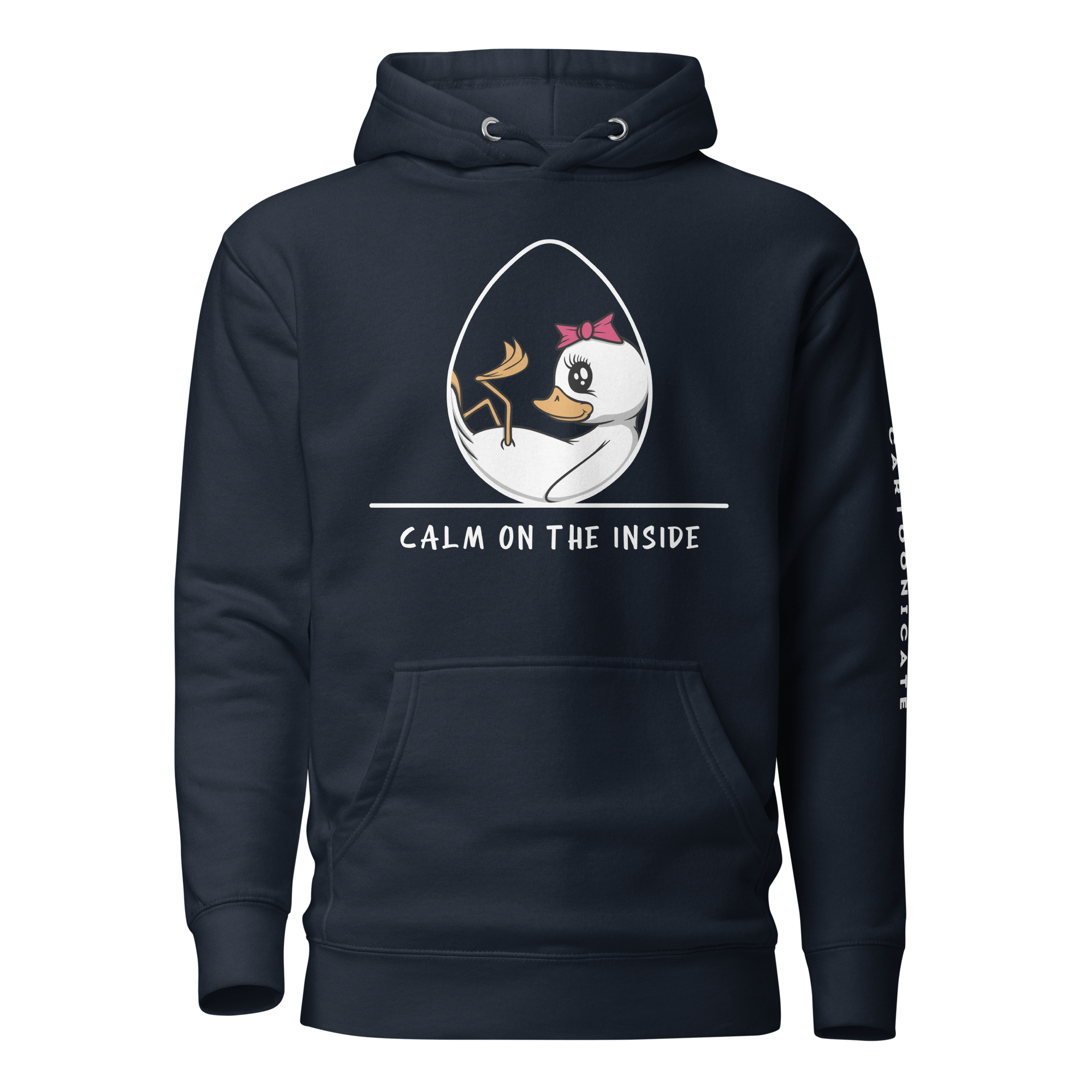 calm on the inside navy blue hoodie