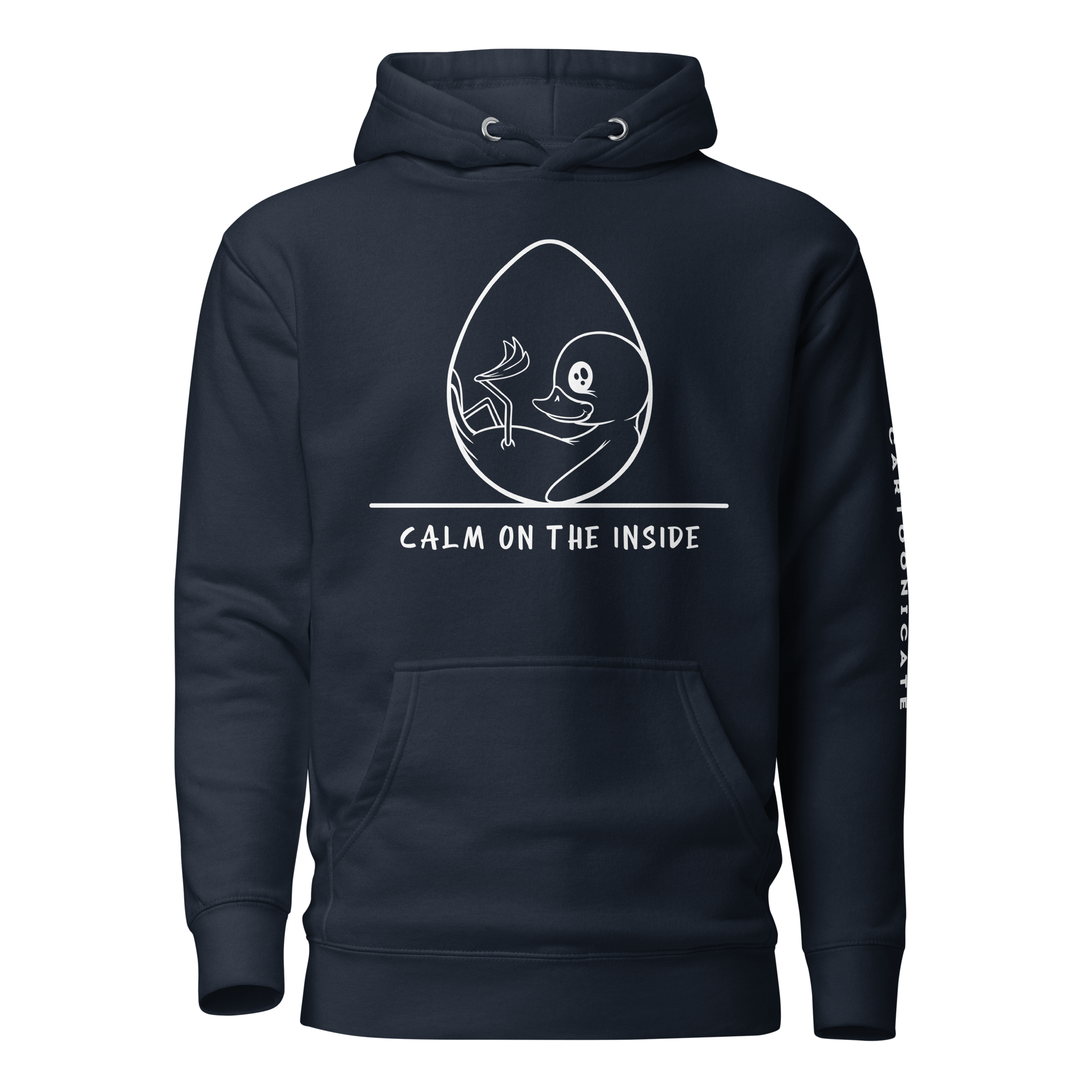 calm on the inside navy blue hoodie